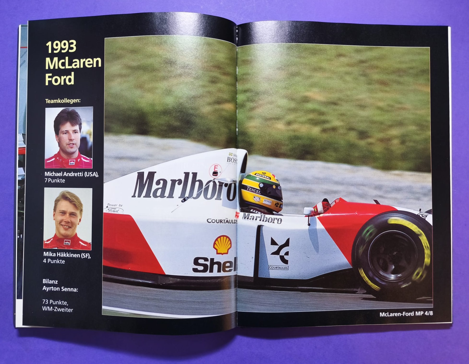 altes Buch, Ayrton Senna, Leben am Limit, Formel 1 Grand Prix Weltmeister 1988, 1990, 1991, McLaren Honda