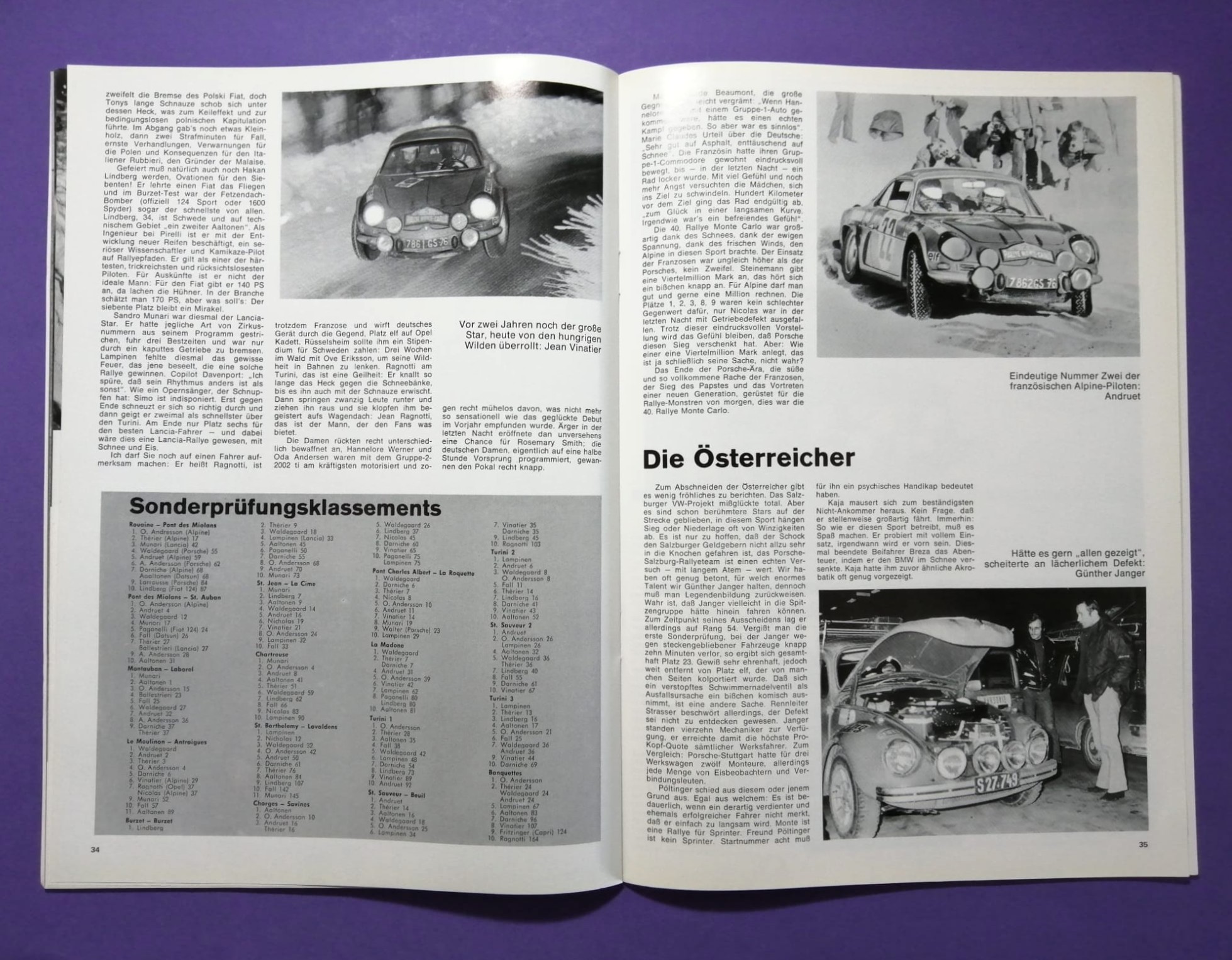 alte Zeitschrift Magazin Heft Auto Revue, 03/1971, Renault Alpine, Rallye Monte-Carlo, mit Mittelposter Formel Super V USA, Erich Breinsberg, Kurt Bergmann, Kaimann,..
