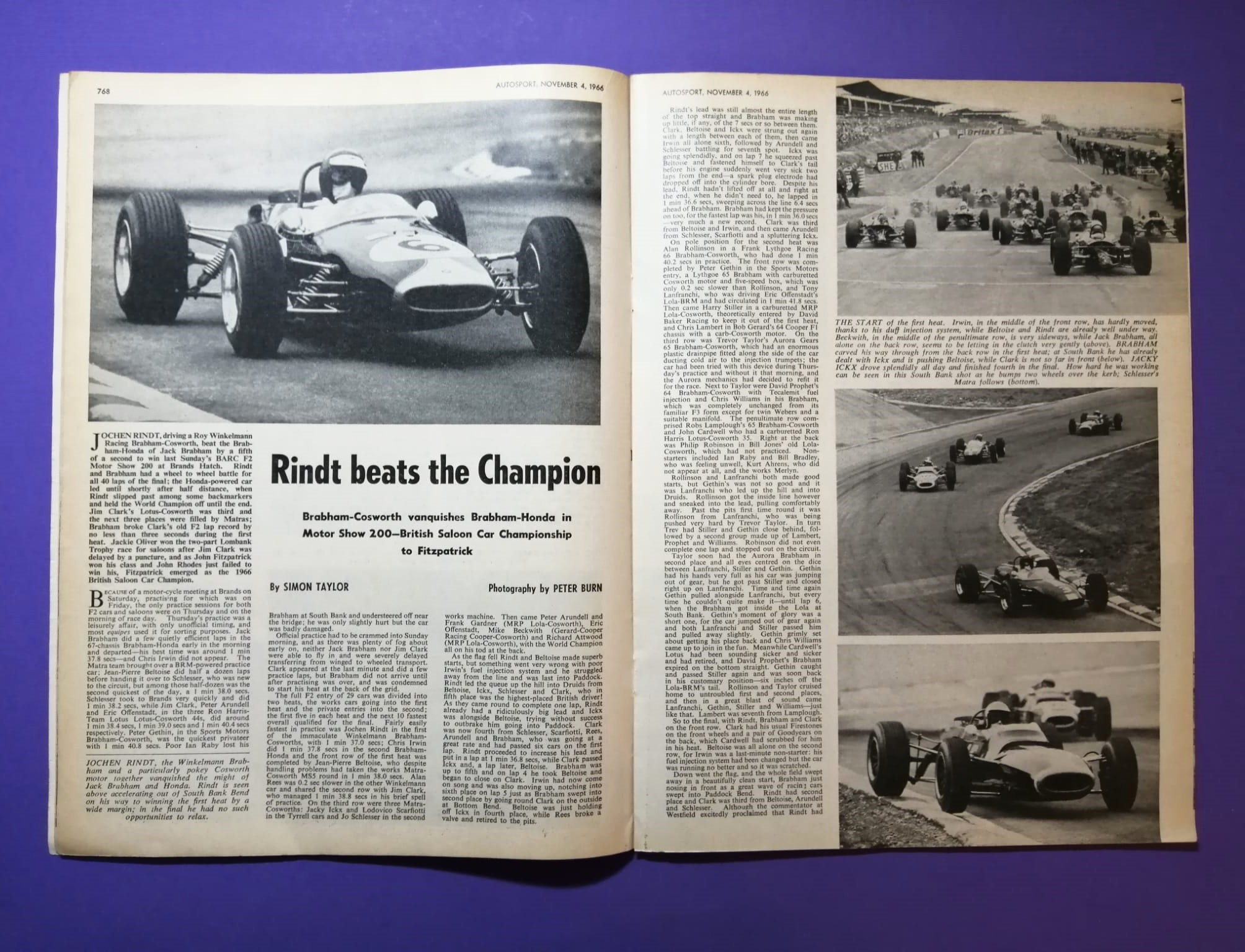 alte Zeitschrift Magazin Heft Autosport, 4. November 1966, Jochen Rindt, Roy Winkelmann Brabham Formel 2 Brans Hatch, Matra Sportwagen,.. Englisch