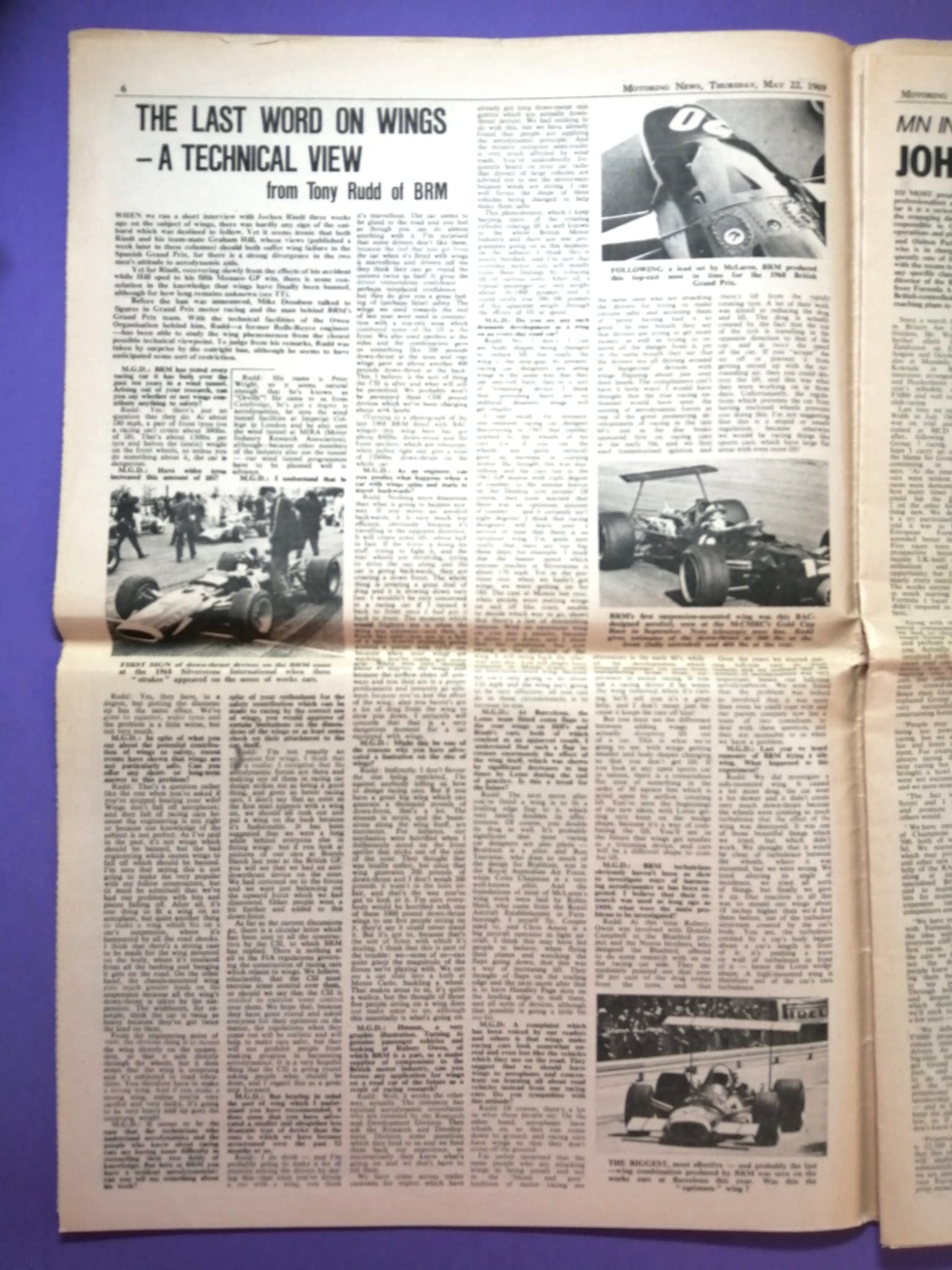 RARITÄT! alte Zeitung, Motoring News, 22. Mai 1969, G. Hill, Lotus, Sieger Formel 1 Monaco, R. Peterson Formel 3, Mini Cooper, Mikkola, Rallye,.. Englisch