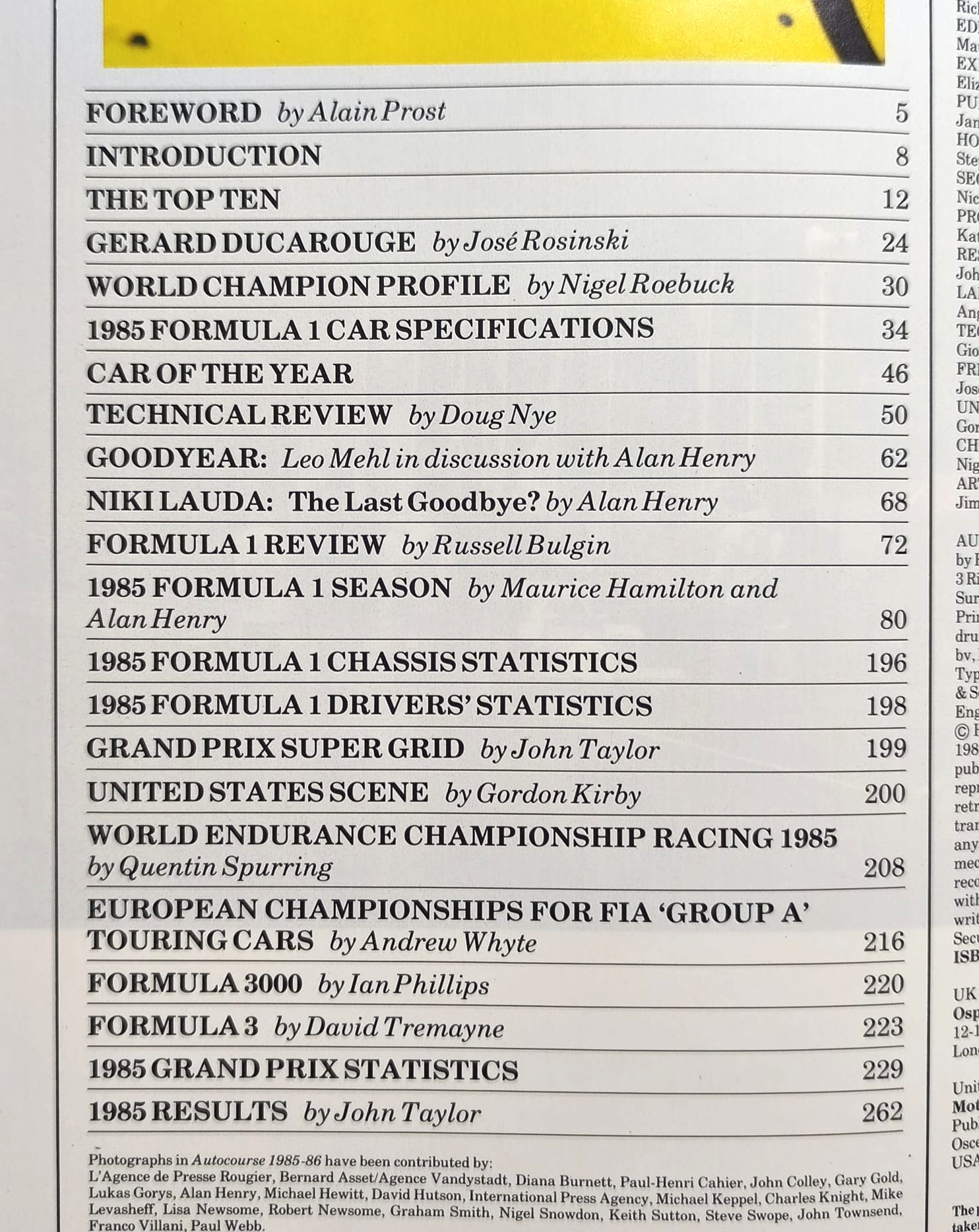 altes Buch, Autocourse 1985-86, Motorsport, Formel 1, Angelis, Bellof, Senna, Lauda, Mansell, Prost, Zakspeed,.. Martini Lancia, Sportwagen WM, Tourenwagen WM,.. ENGLISCH!