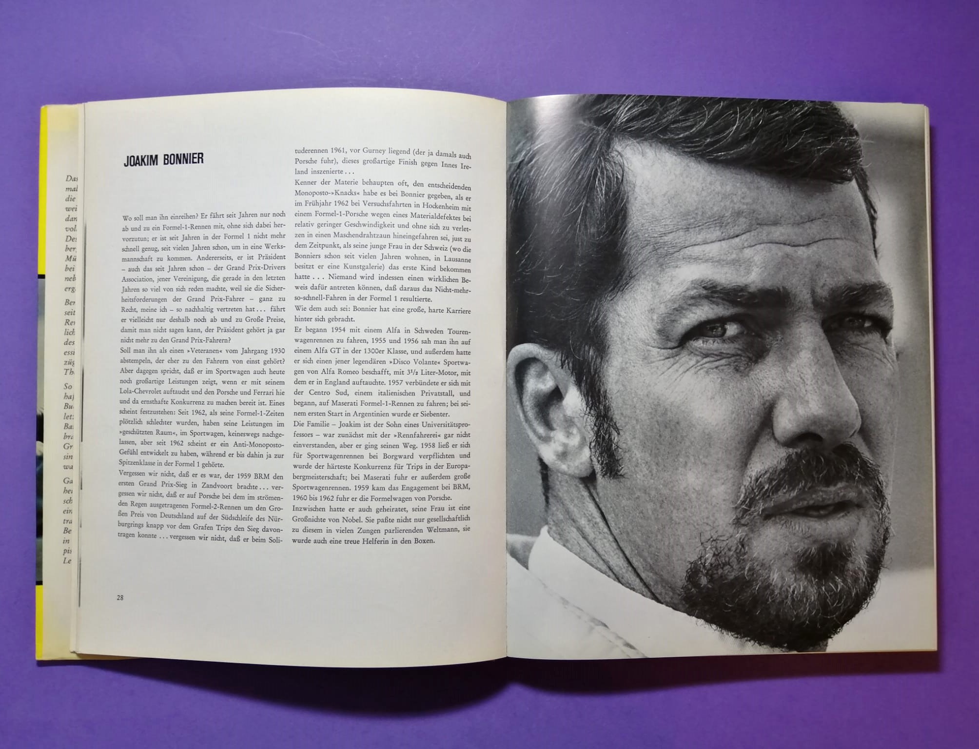 altes Buch, Rennfahrer, Formel 1 Grand Prix, Jochen Rindt, Bonnier, Chiron, Clark, Cevert, Chapman, Piper, Peterson, Siffert, Trips,..