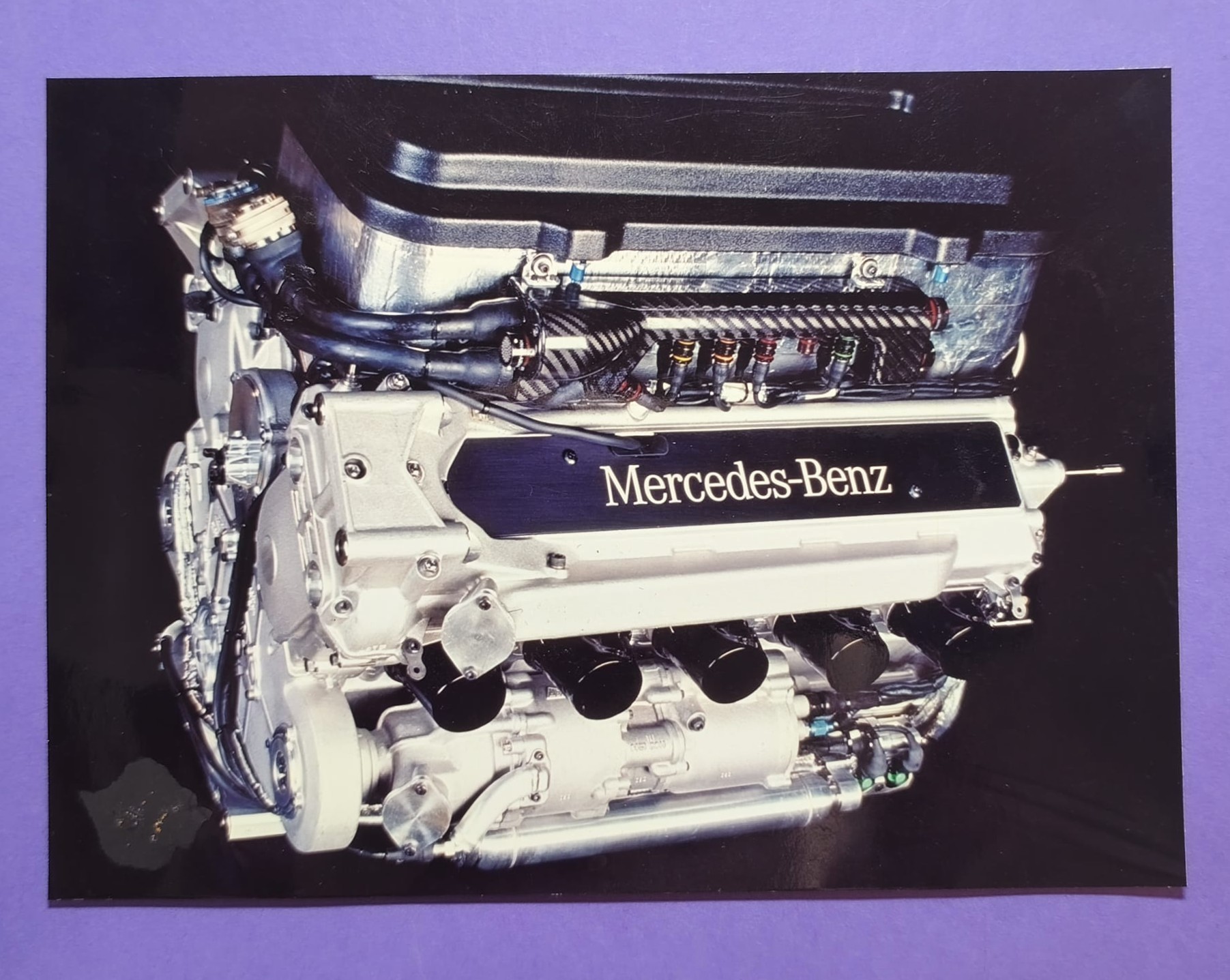 altes Presse Werksfoto, Motor Mercedes-Benz V10, Formel 1 Grand Prix 1997, 16x22cm