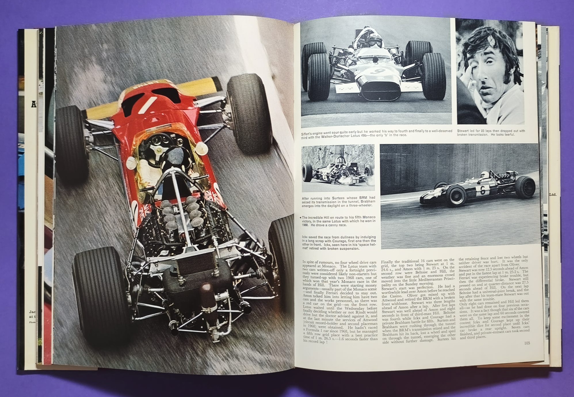 altes Buch, Automobile Year 1969-1970, Ford Capri, Opel Manta,.. Formel 1, LeMans, Rallye, Indy Car,.. Jochen Rindt, Hill, Ickx, Siffert, Stewart,.. Lotus, Ferrari, Porsche 917, Matra,.. ENGLISCH!