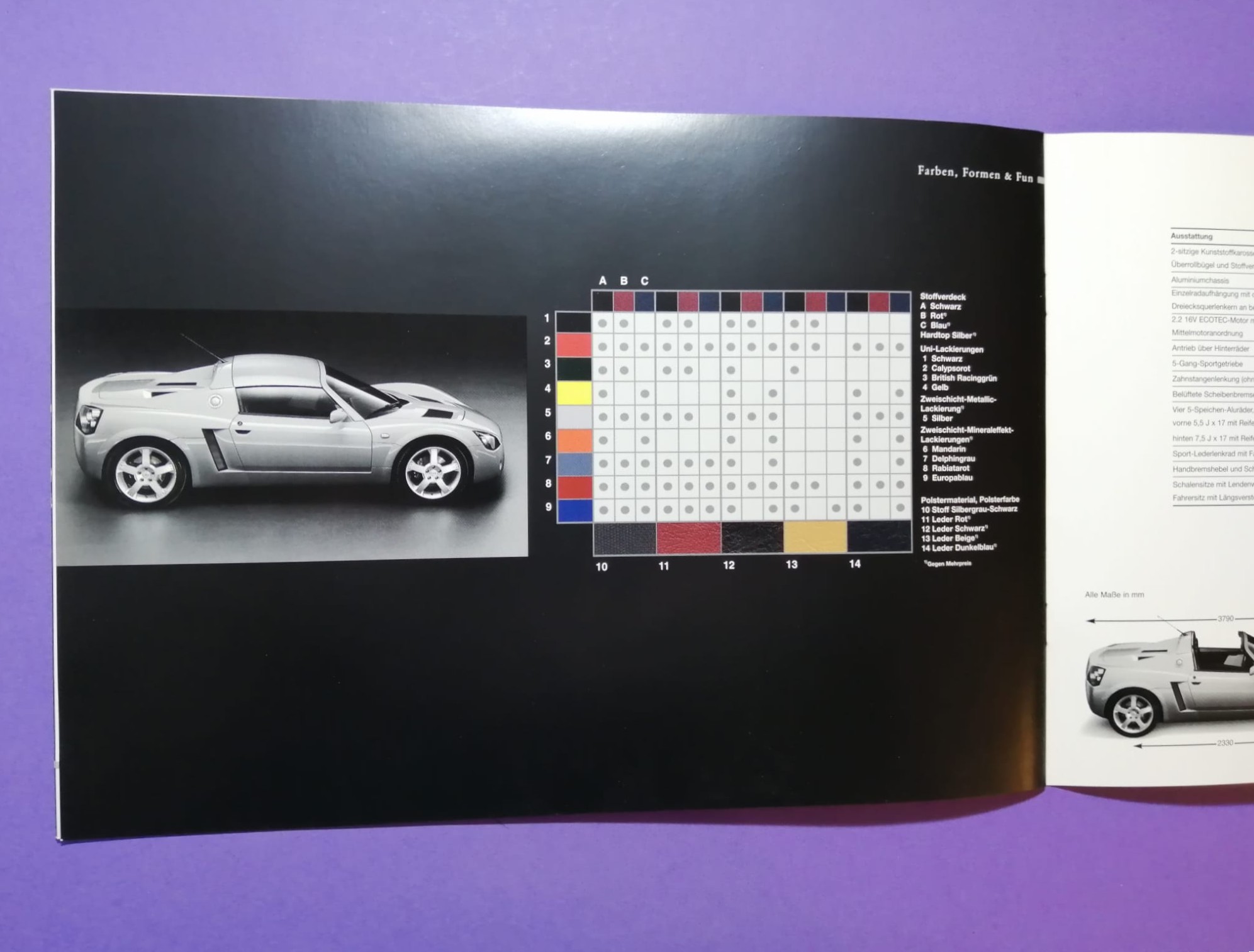 altes Original Autoprospekt, Opel Speedster Sportcoupe, 2001