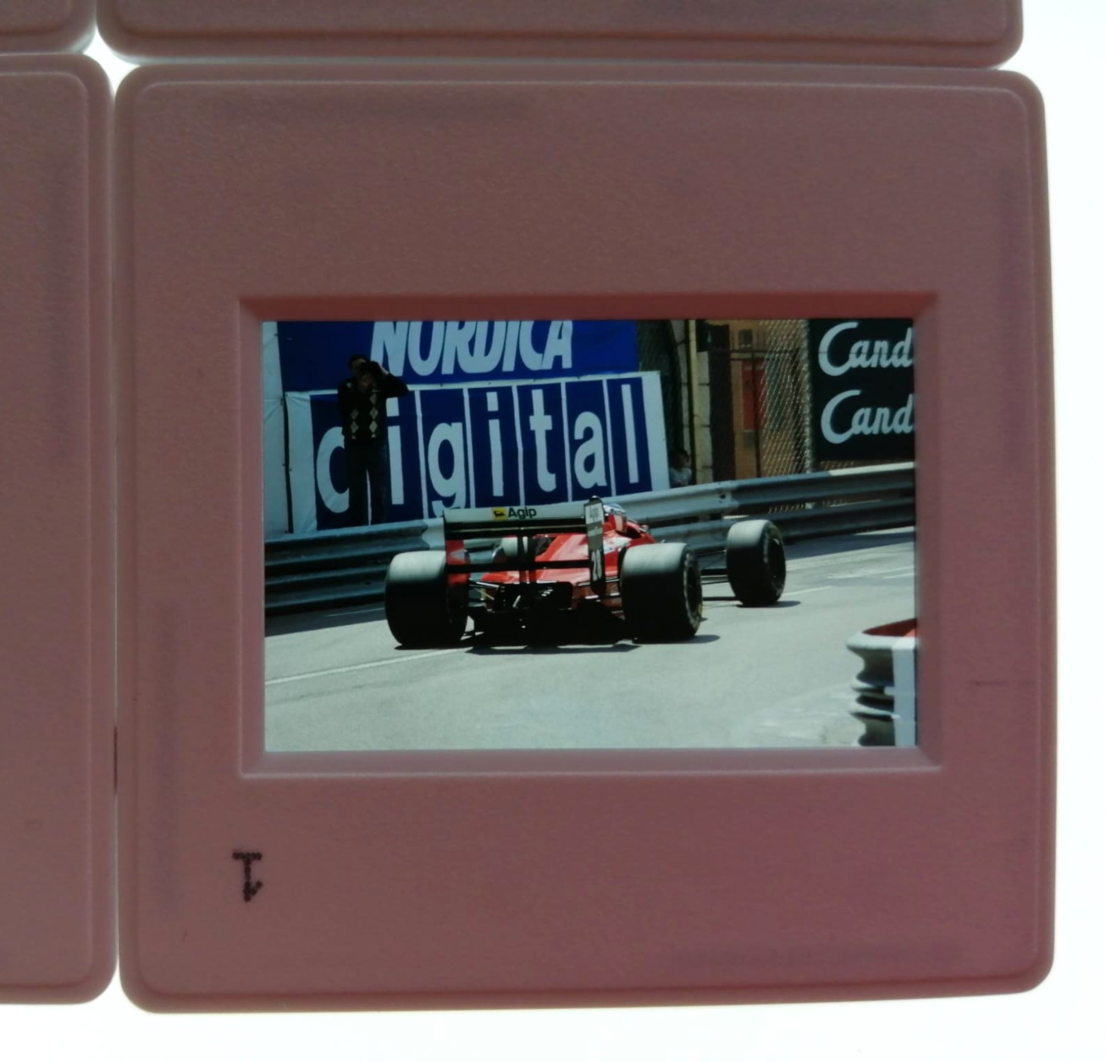 6 Stück alte Presse Foto DIAs, Gerhard Berger, Ferrari, Formel 1 Grand Prix Monaco 1988, 5x5cm