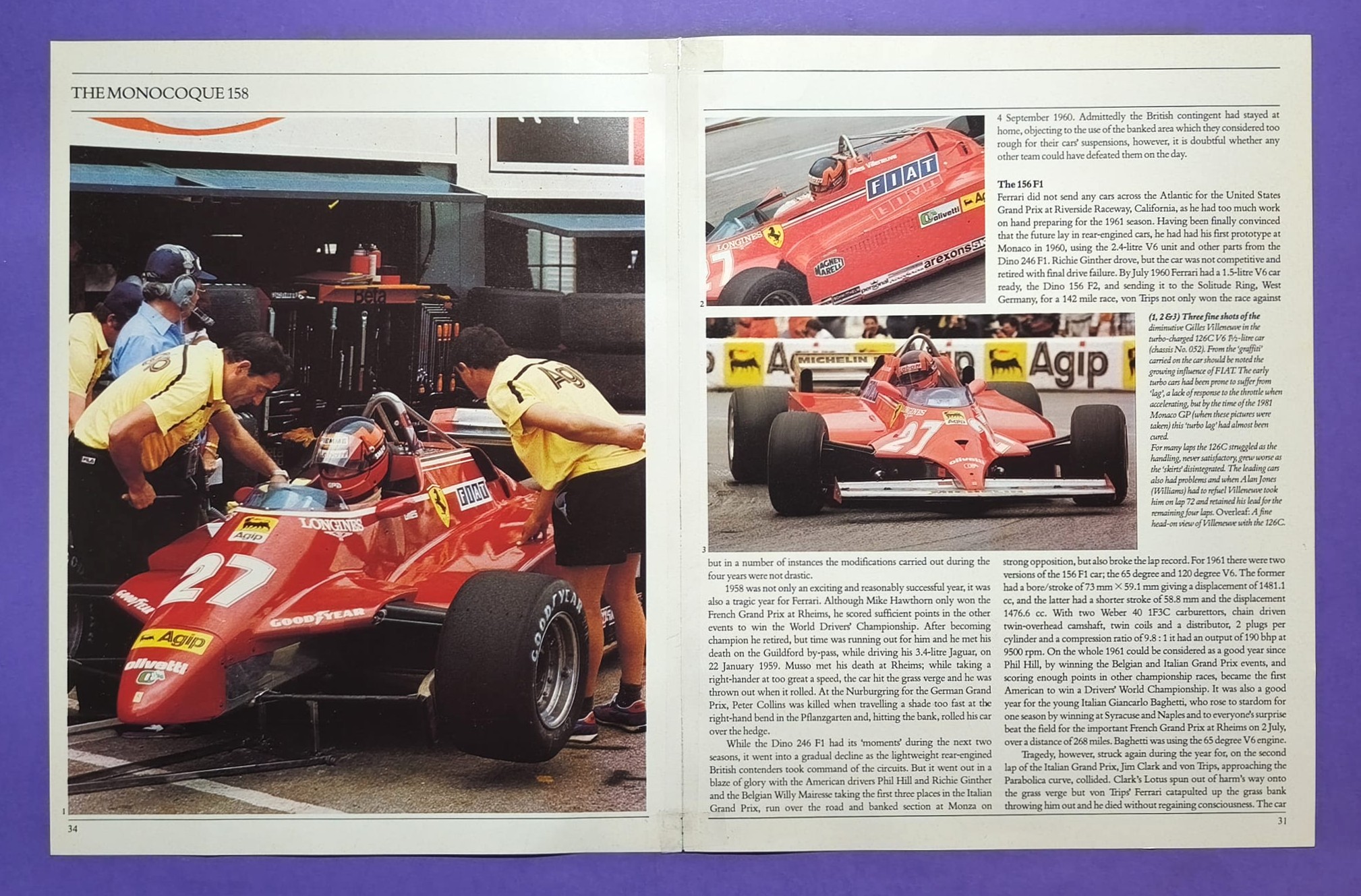 altes Poster, Gilles Villeneuve, Ferrari, Formel 1 Grand Prix 1981, 29x45cm