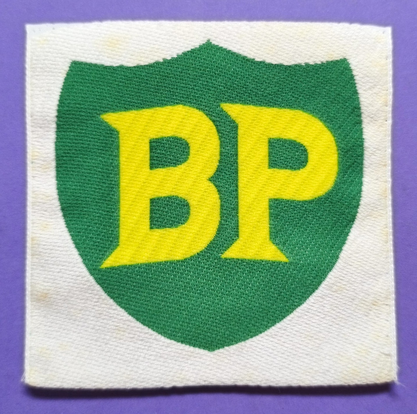 alter Textil Aufnäher BP- British Petrol, Motoröl, Benzin, Motorsport, 9x9cm