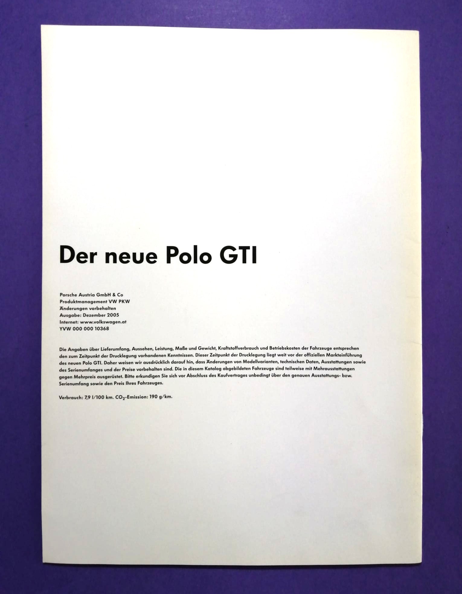 Original Autoprospekt, VW Polo GTI