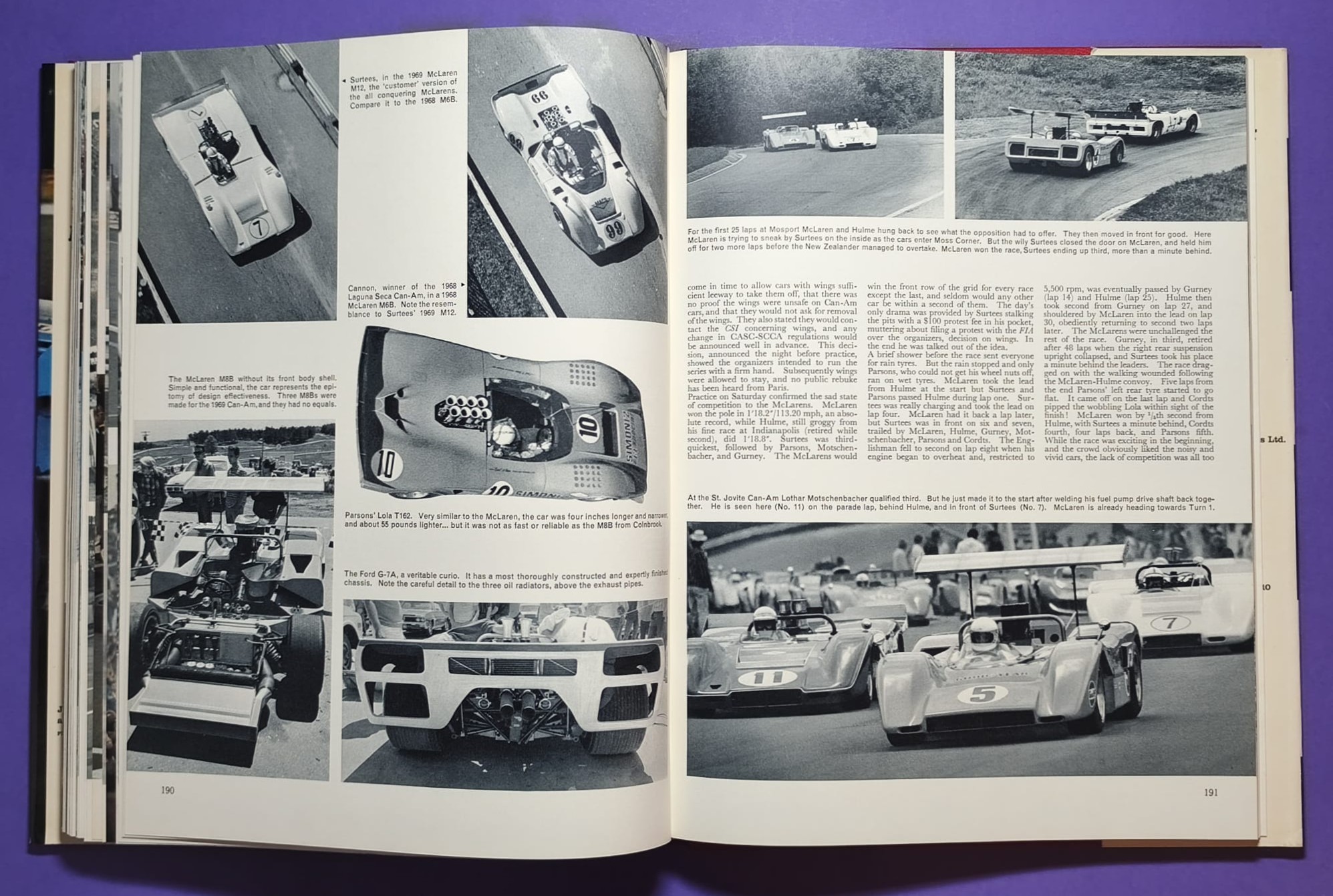 altes Buch, Automobile Year 1969-1970, Ford Capri, Opel Manta,.. Formel 1, LeMans, Rallye, Indy Car,.. Jochen Rindt, Hill, Ickx, Siffert, Stewart,.. Lotus, Ferrari, Porsche 917, Matra,.. ENGLISCH!
