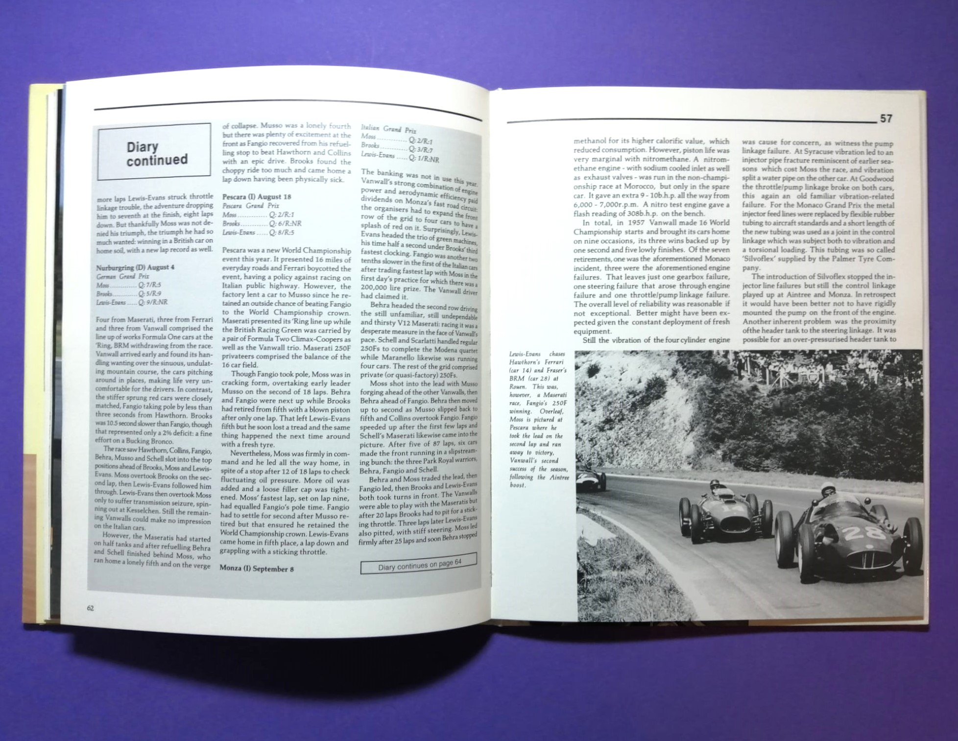 altes Buch, Vanwall 2.5 Litre F1, Formel 1 Grand Prix Konstrukteur Weltmeister 1958, Monaco, Spa-Francorchamps,.. Englisch