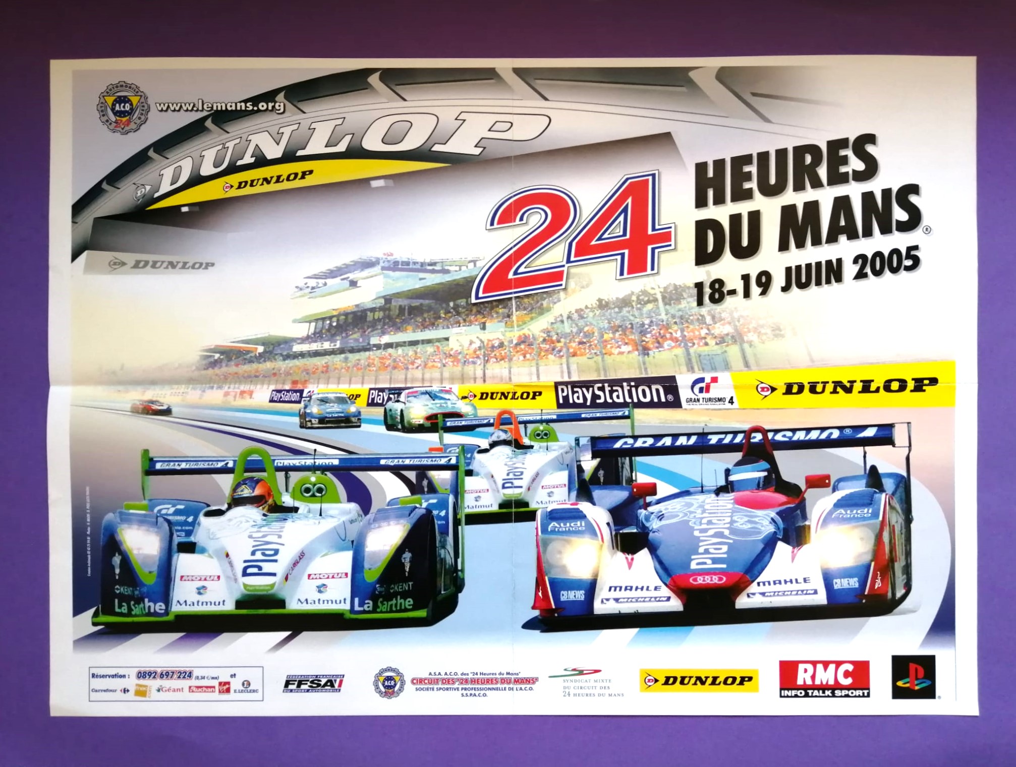 altes Original Rennplakat Doppelposter, Nachdruck 24h LeMans 1959 + Original 2005, Pescarolo C60, 42x60cm