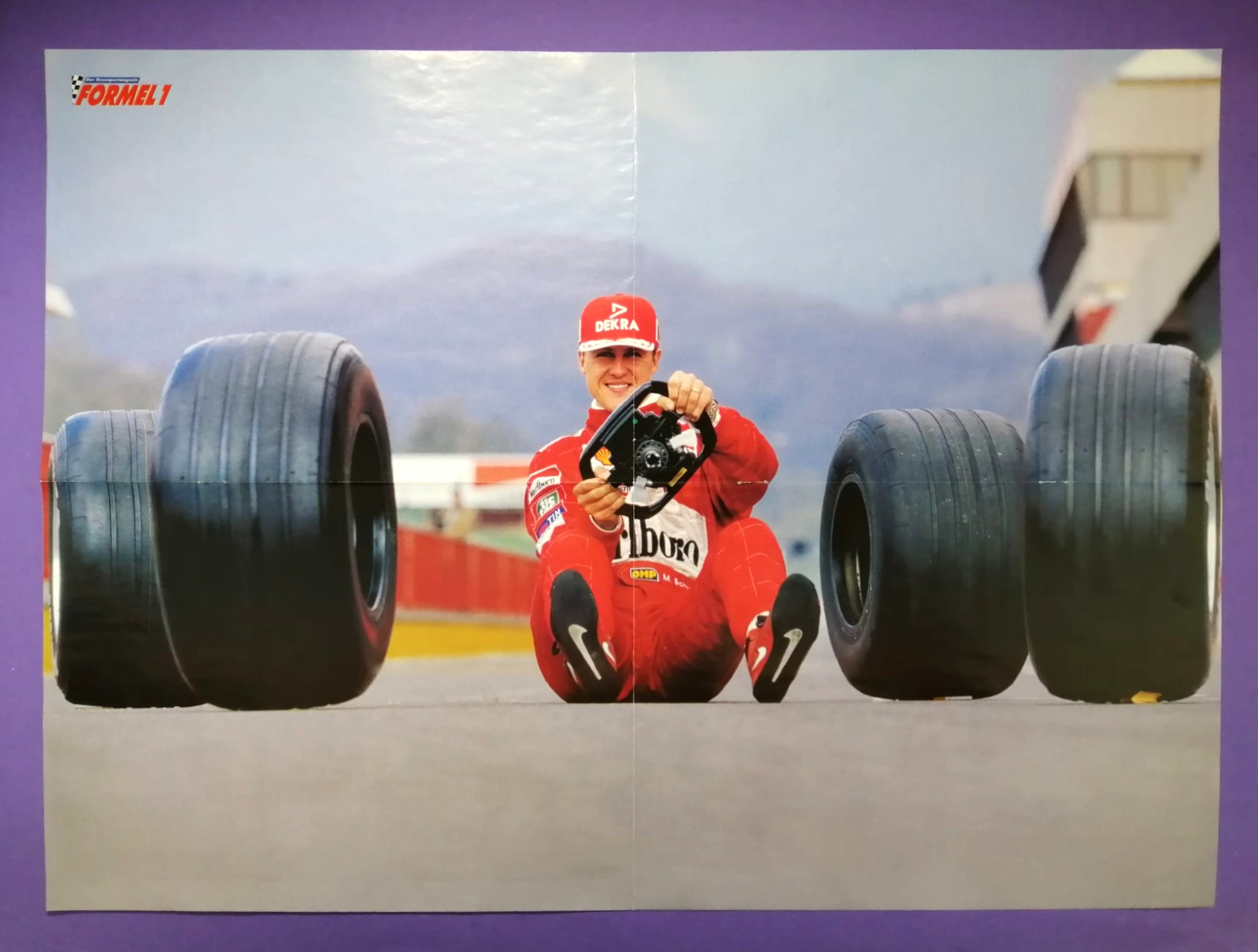 altes Poster Michael Schumacher, Ferrari, Formel 1 Grand Prix Weltmeister, 43x58cm