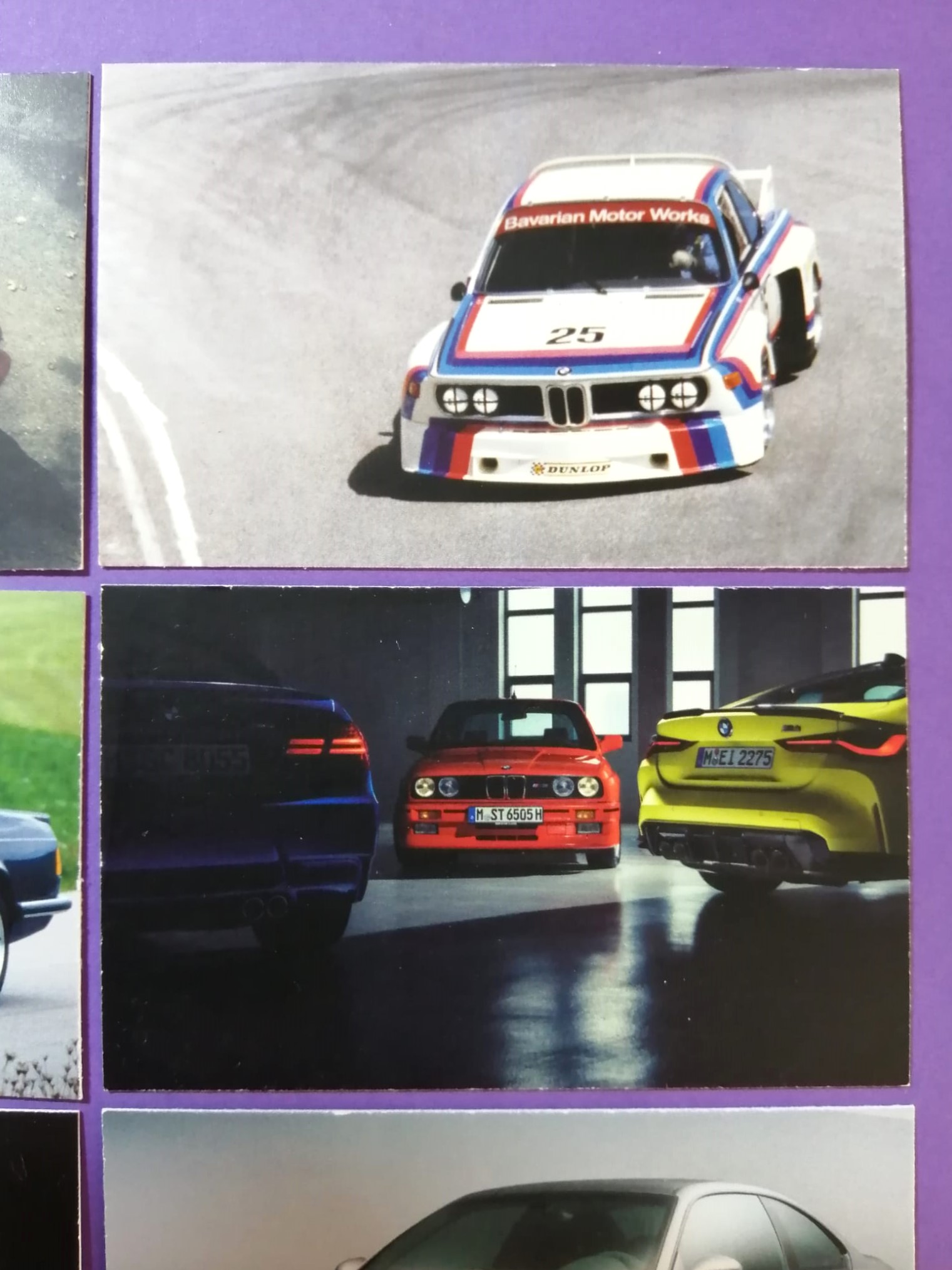 6 Stück Karten, Fotomotive BMW M1, M3 E30 E46, 320i DRM, 635 CSi, 5,5 x 9 cm