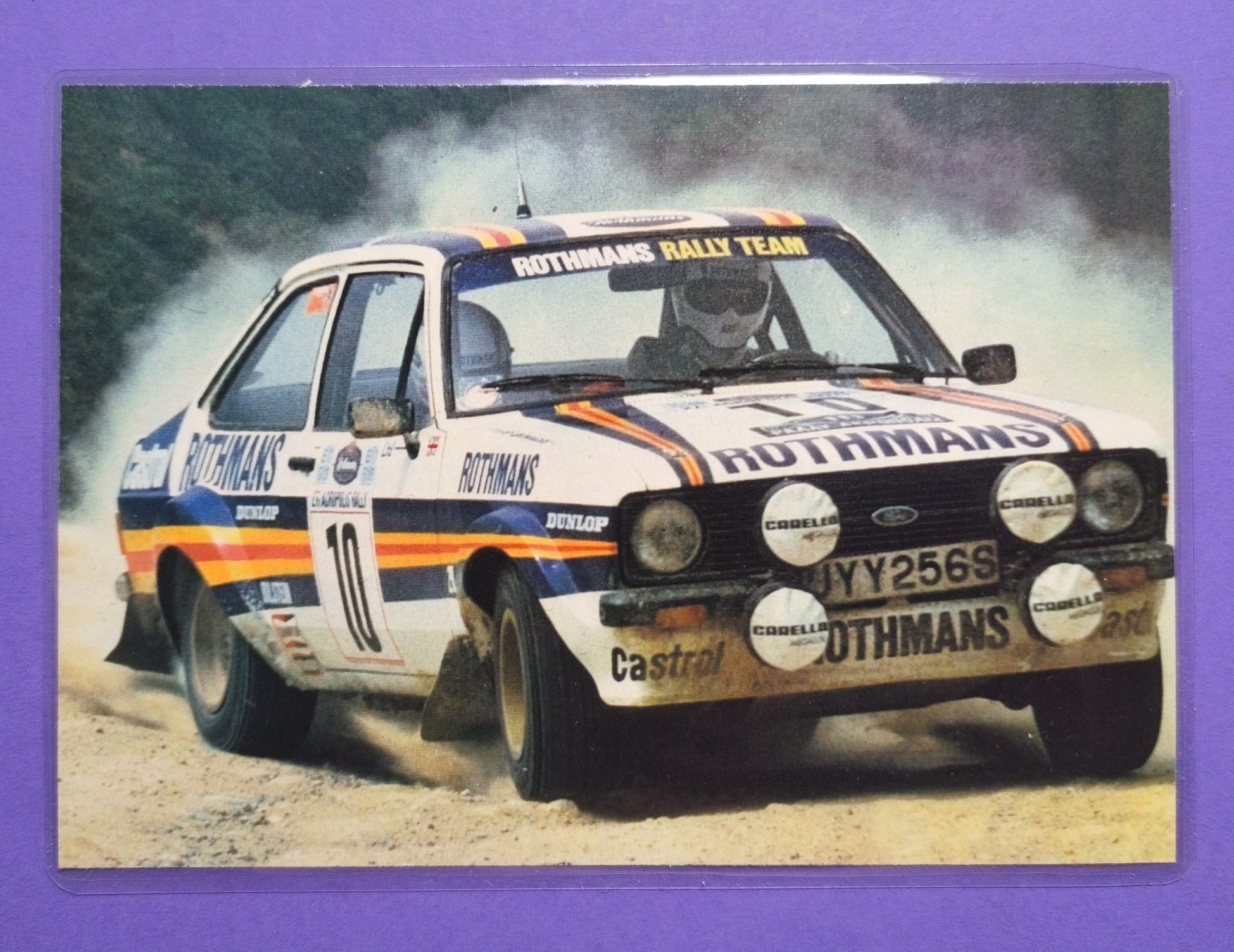altes Bild laminiert, Ari Vatanen, Rothmans Ford Escort, Sieger Rallye WM Lauf Akropolis 1980, 14x20cm