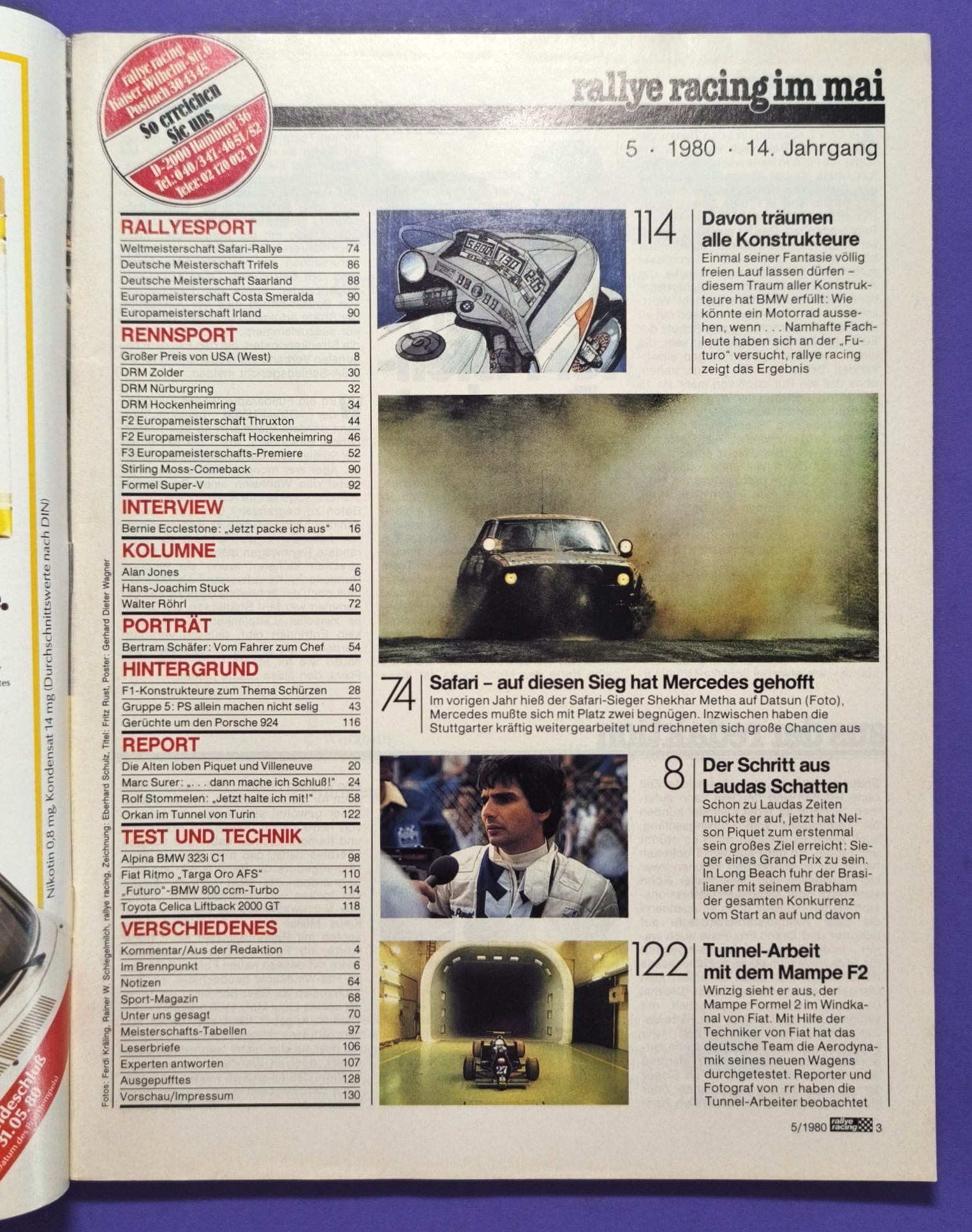alte Zeitschrift Magazin Heft, Rallye Racing 05/1980, Test BMW Alpina 323i E21, Markus Höttinger Mauer Formel 3, Ford Capri DRM,..