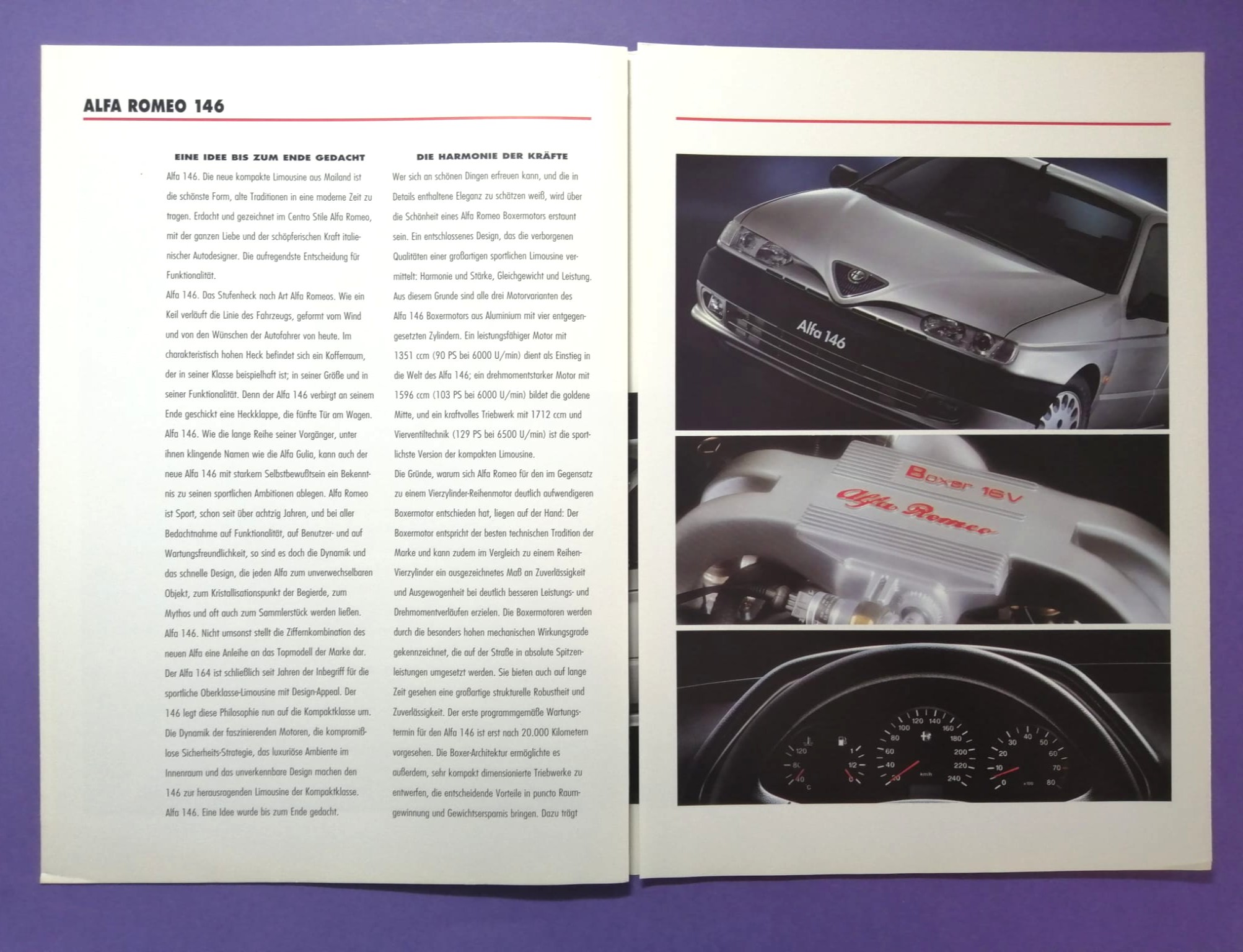altes Original Autoprospekt, Alfa-Romeo 146, TI,... aus dem Jahr 1998, 4 teilig