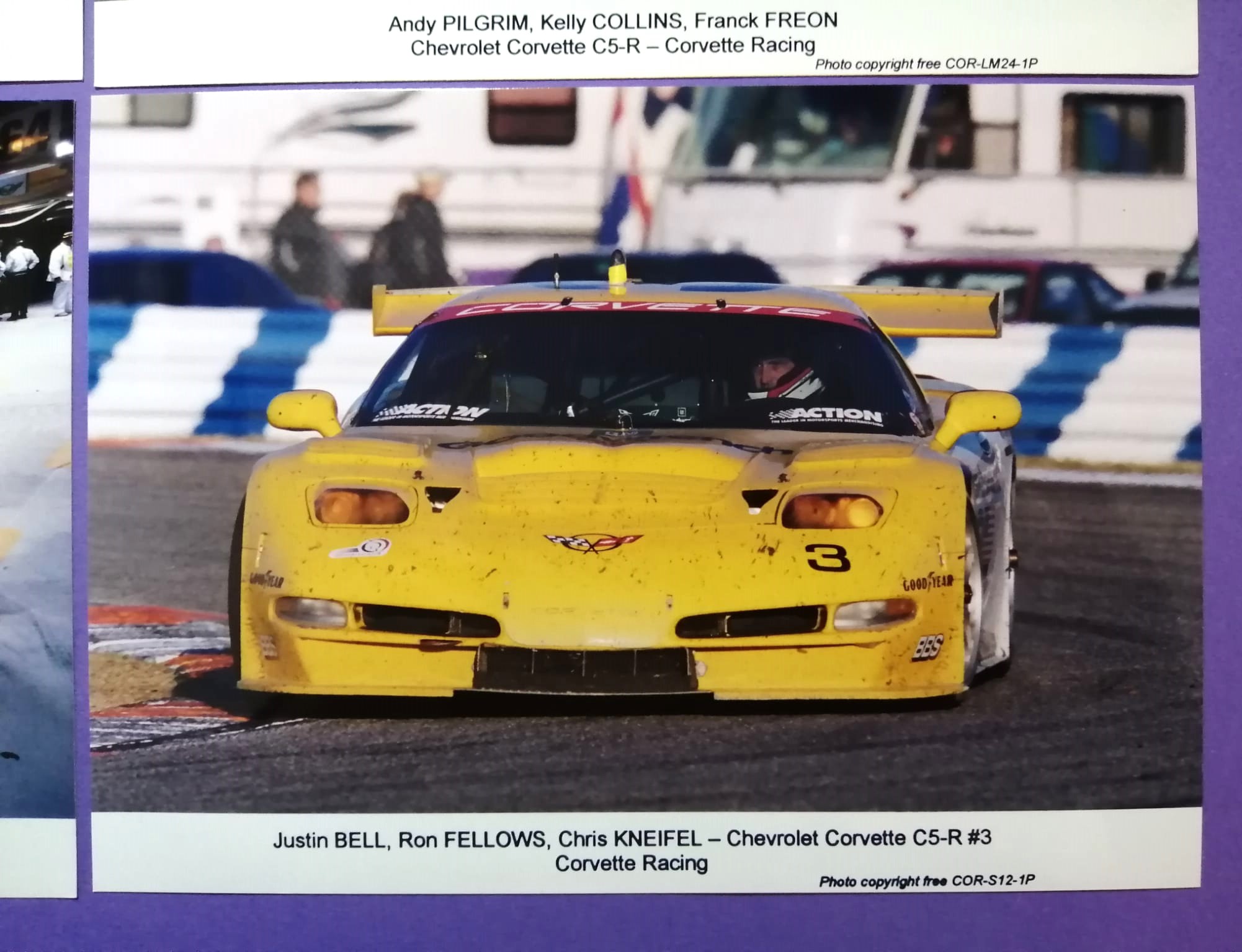4 Stück alte Pressefotos, Chevrolet Corvette CR5 Racing, 90er 2000er Jahre, 15x21cm