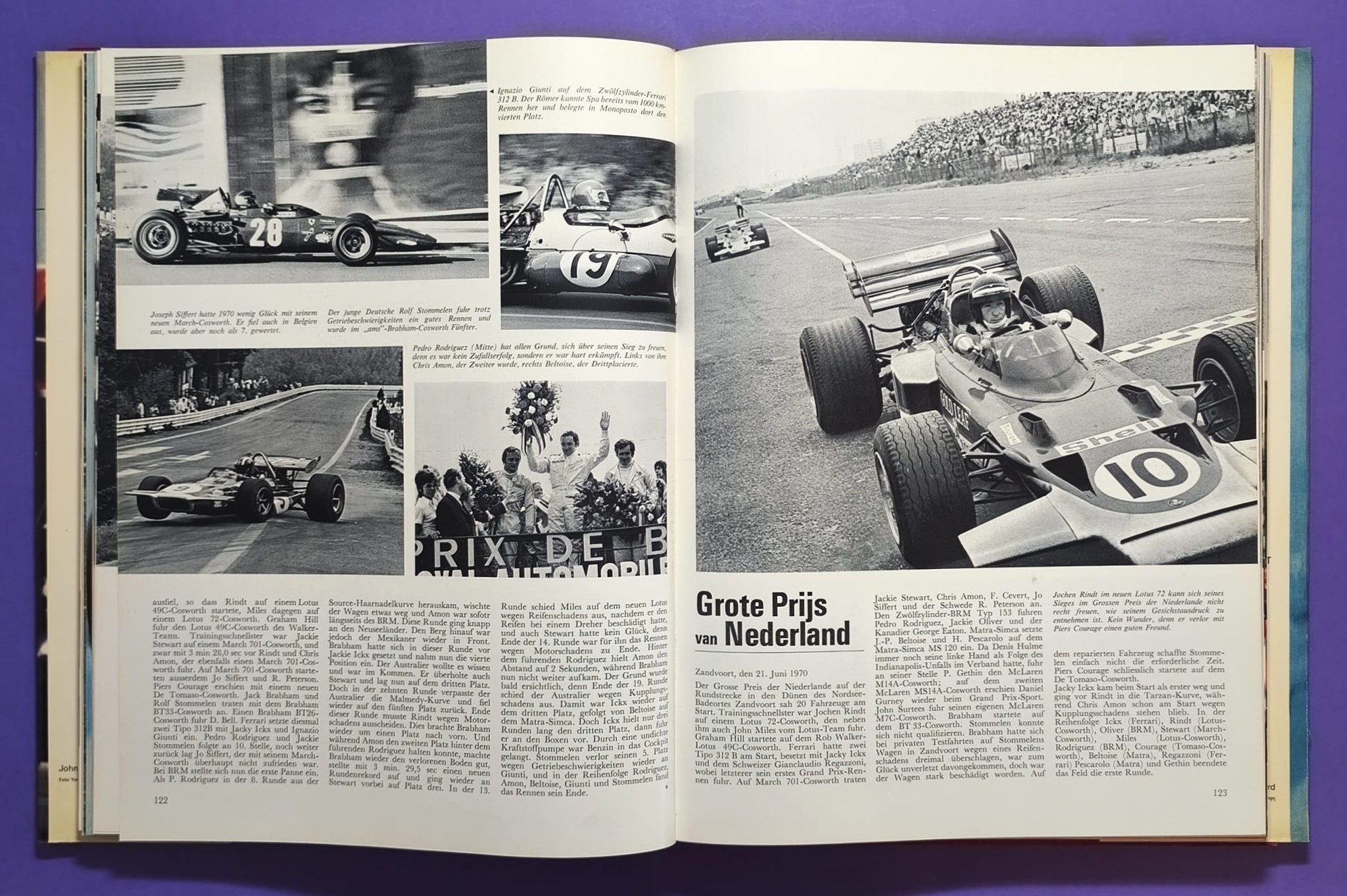 altes Buch, Auto Jahr 1970-1971, Nr. 18, Jochen Rindt Formel 1 Grand Prix Weltmeister, Lotus72, LeMans, CanAm, Indy Car,.. Stewert, Cevert, Ickx, Brabham,.. Ferrari, Porsche 917, Matra,.. Citroen SM, Straßenautos,..
