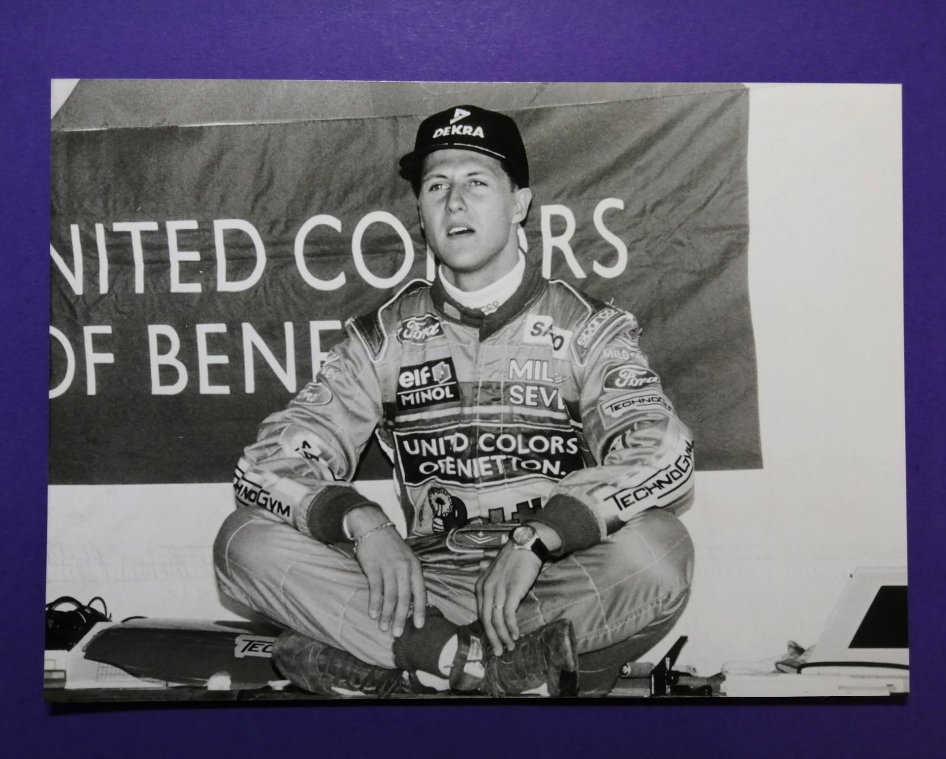 altes Pressefoto, Michael Schumacher, Benetton Ford, Formel 1 Grand Prix Brasilien Interlagos Sau Paulo 1994, 15x22cm