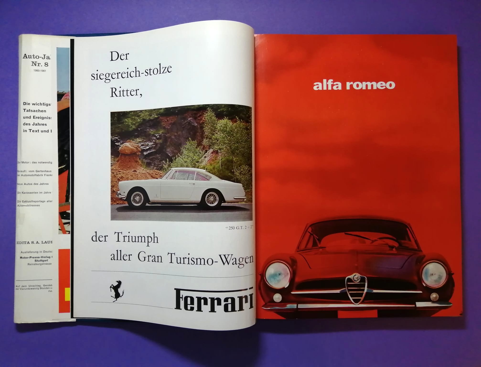 RARITÄT! sehr altes Buch, Auto Jahr 1960-1961 Nr.8, Alfa, Fiat 600, Ferrari Tipo 850,.. Formel 1, LeMans,.. Jack Brabham, John Surtess,..