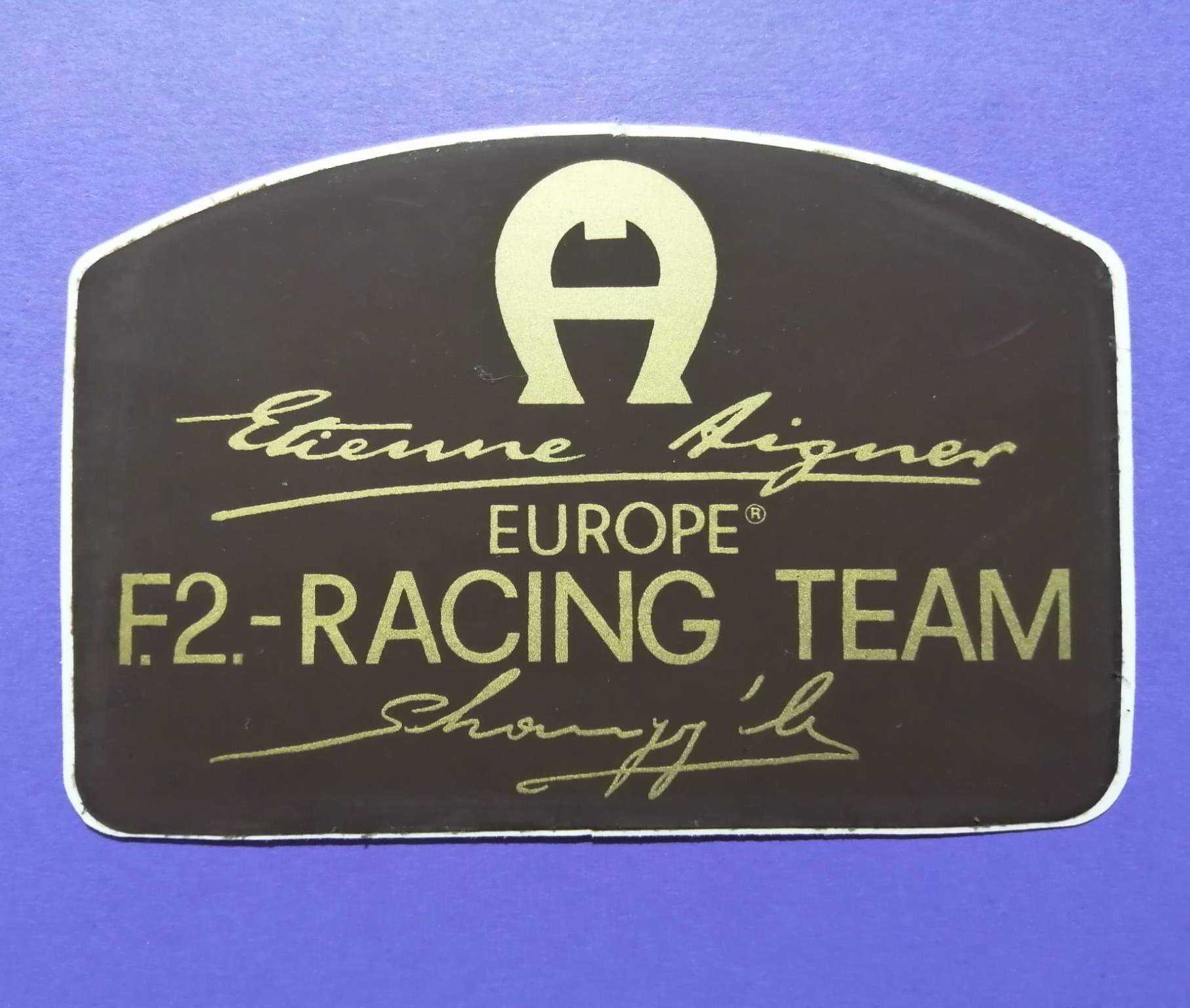 RARITÄT! alter Aufkleber Sticker, Etienne Aigner, Formel 2 Team 70er Jahre, 7x11cm