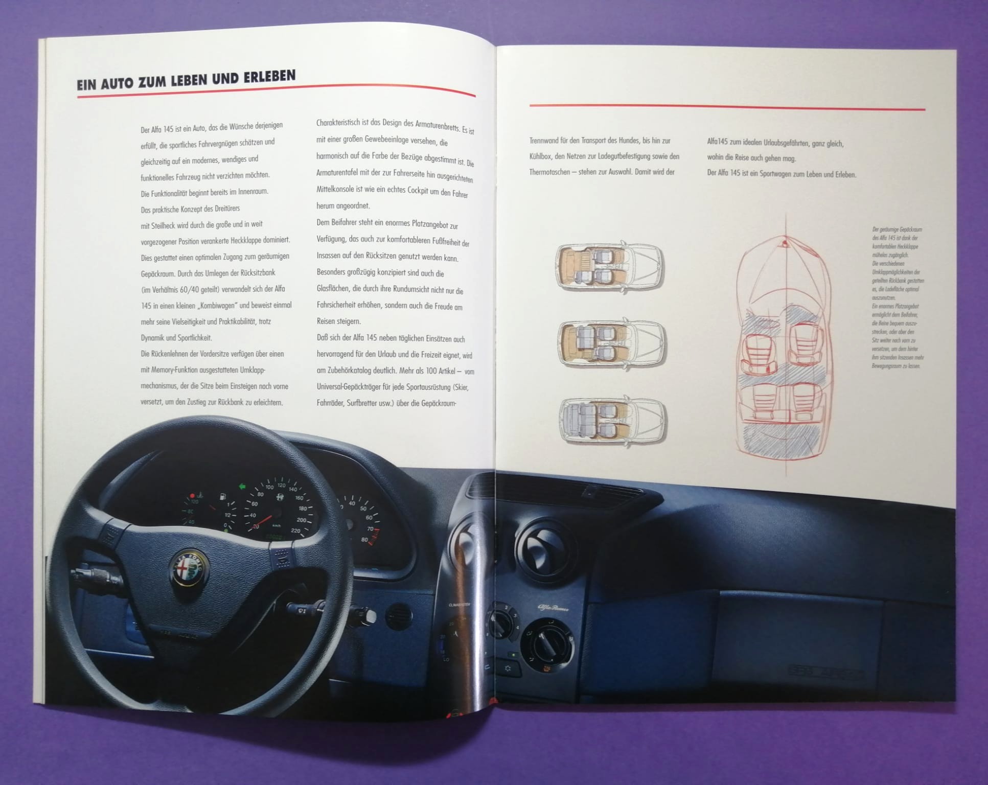 altes Original Autoprospekt, Alfa-Romeo 146, TI,... aus dem Jahr 1998, 4 teilig