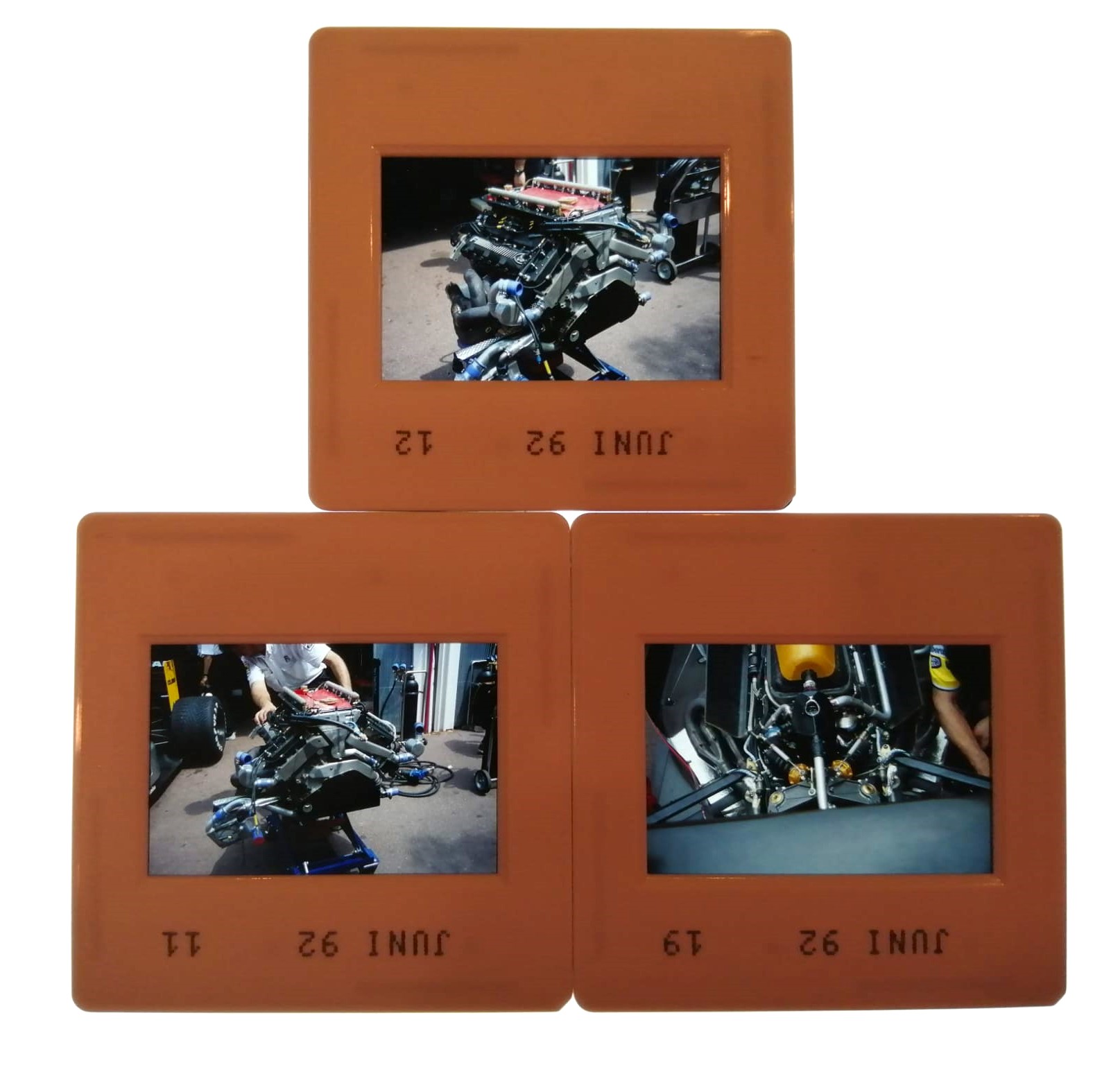 3 Stück alte Presse Foto DIAs, Motoren, Formel 1 Grand Prix Monaco 1992, 5x5cm