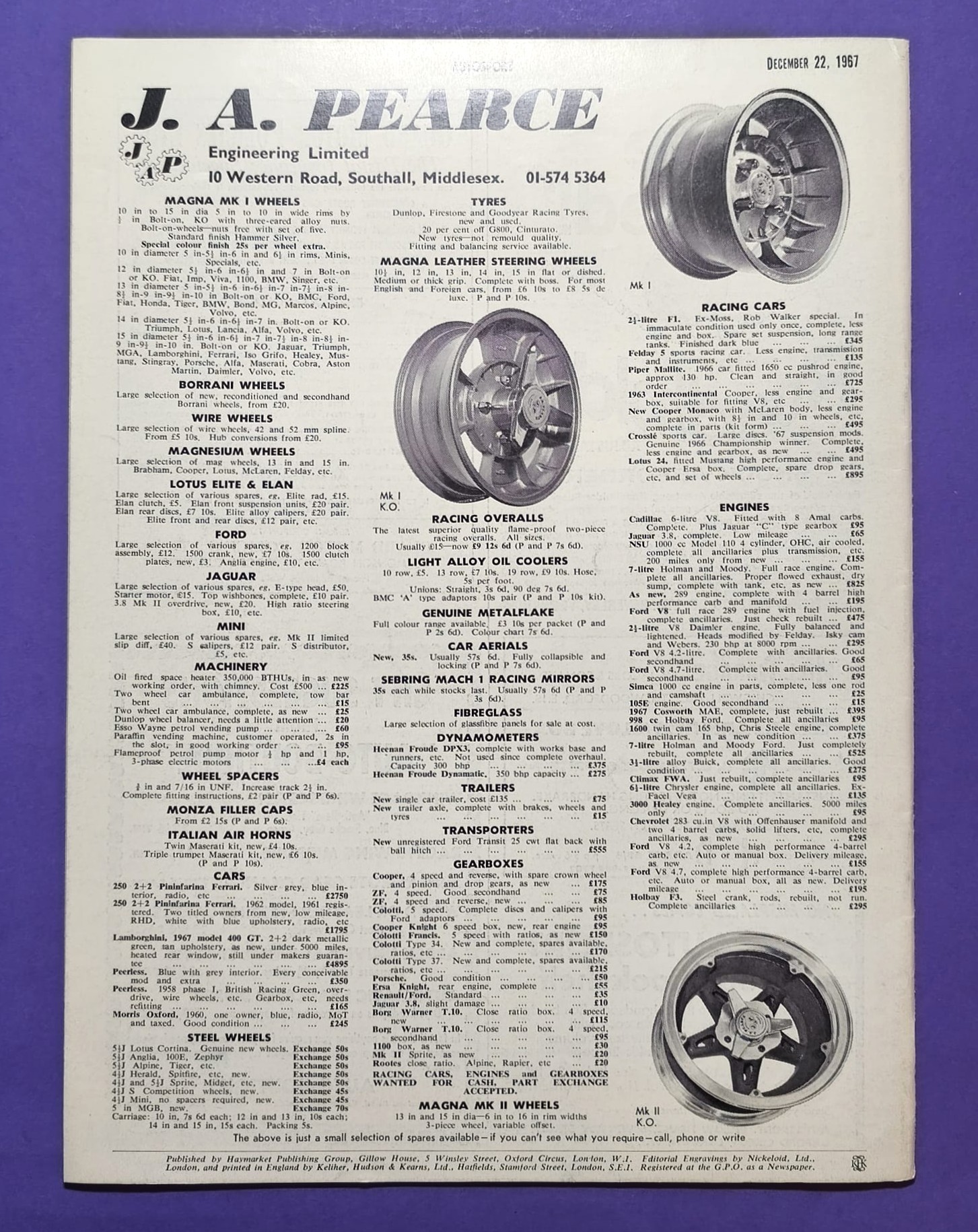 alte Zeitschrift Magazin Heft Autosport, 22. Dezember 1967, Jochen Rindt, Formel 2 Winkelmann Brabham, Porsche 908,.. Englisch!