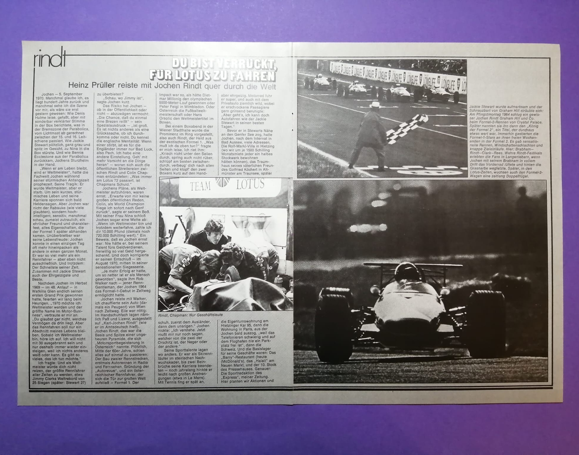 altes Poster, Jochen Rindt, Gold Leaf Lotus 49, Sieger Formel 1 Grand Prix Monaco 1970, 28x42cm