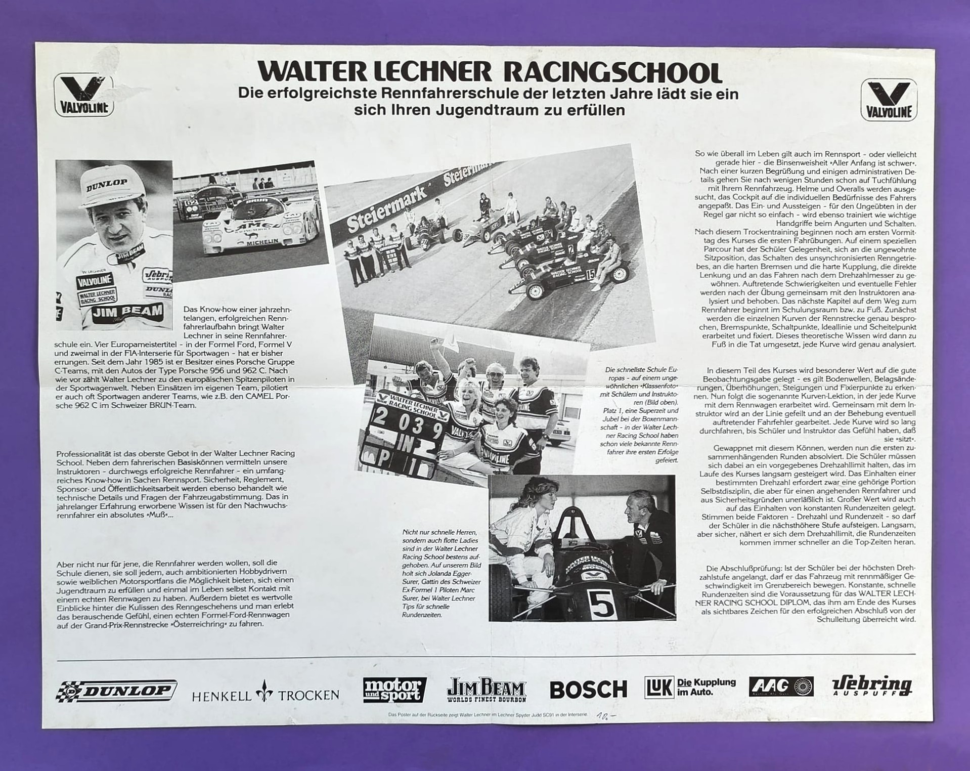 altes Poster Walter Lechner, Interserie 80er Jahre, Jim Beam, Sebring Auspuff, 41x54cm