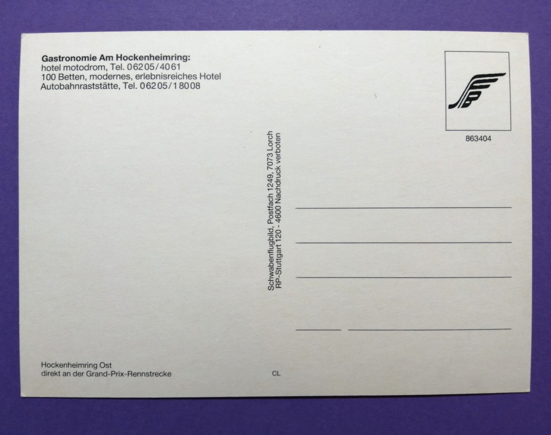 alte Postkarte, Motodrom Hockenheimring, 80er Jahre, Formel 1 Grand Prix, 10x15cm