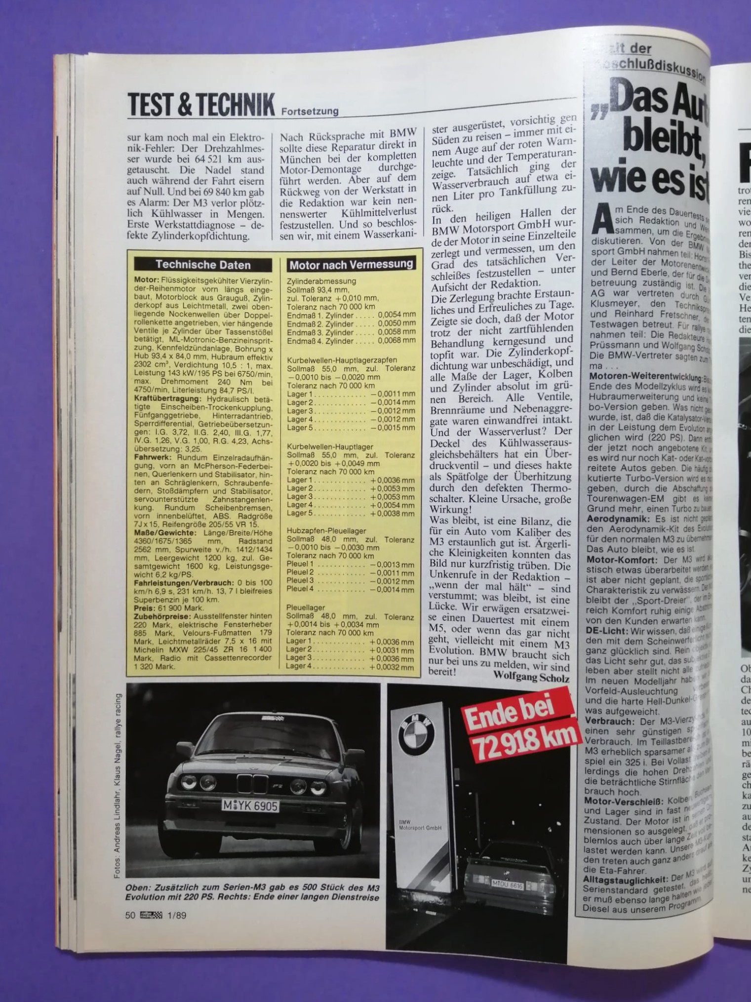alte Zeitschrift, Magazin, Heft, Rallye Racing, Nr. 1, 4. Jänner 1989, Testbericht BMW M3 E30, DTM, Martini Lancia Delta, Rallye Monte Carlo, Senna McLaren,..