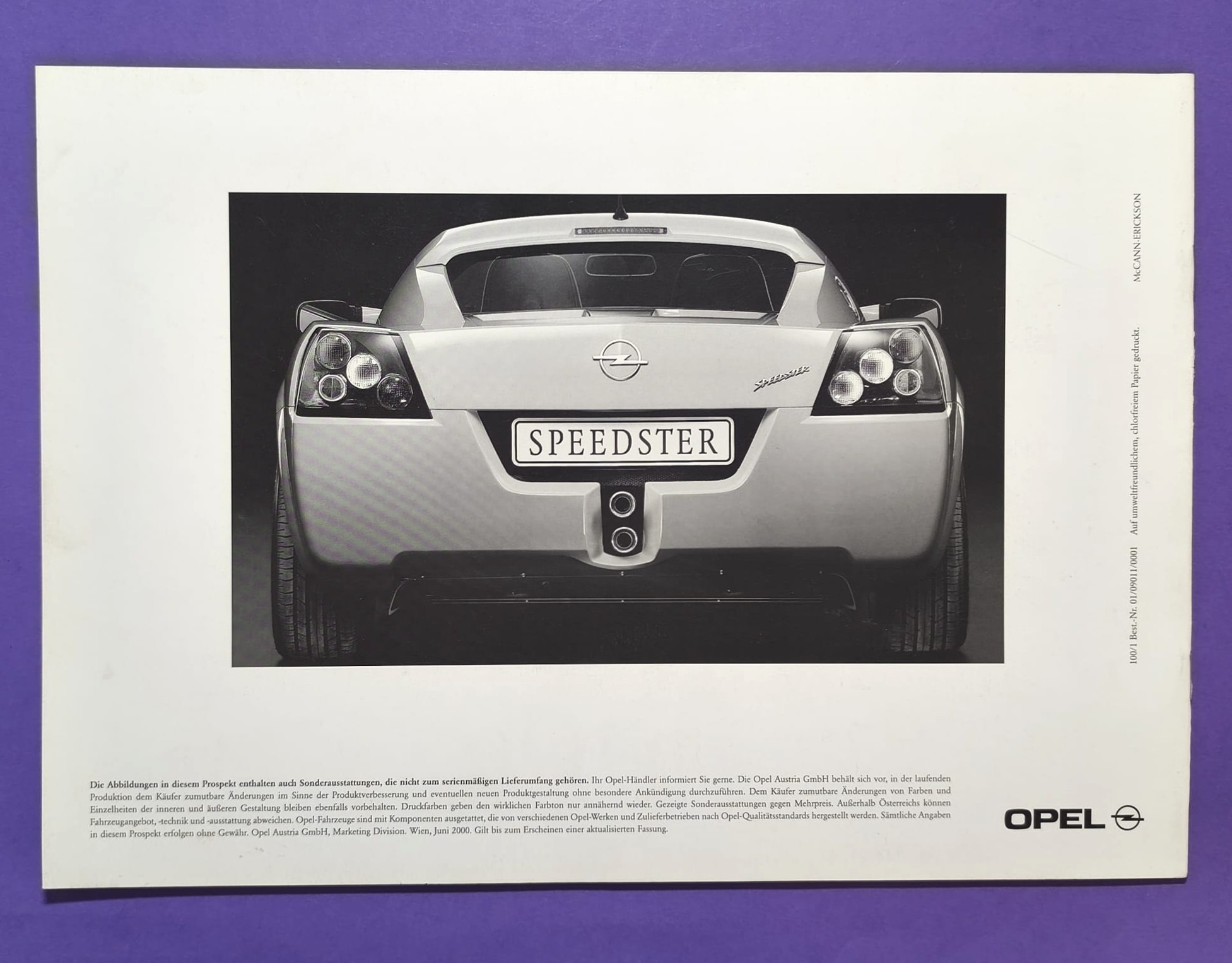 altes Original Autoprospekt, Opel Speedster Sportcoupe, 2001