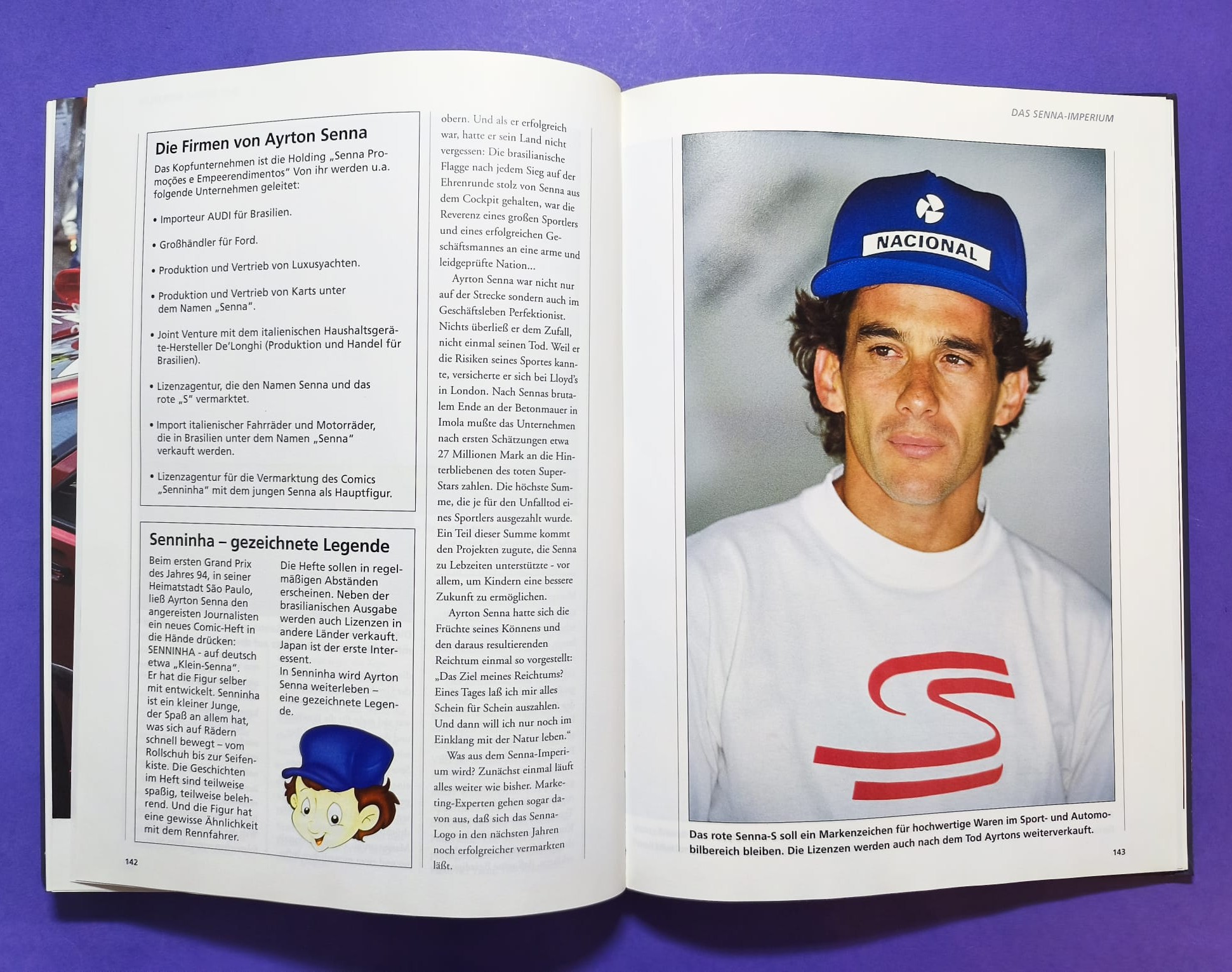 altes Buch, Ayrton Senna, Leben am Limit, Formel 1 Grand Prix Weltmeister 1988, 1990, 1991, McLaren Honda