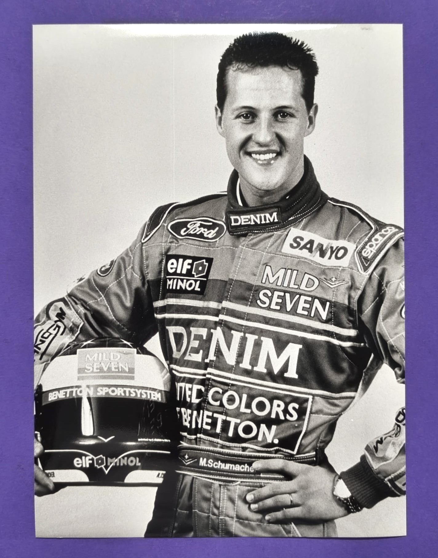 altes Pressefoto, Michael Schumacher, Benetton Ford, Formel 1 Grand Prix 1994, 16x22cm