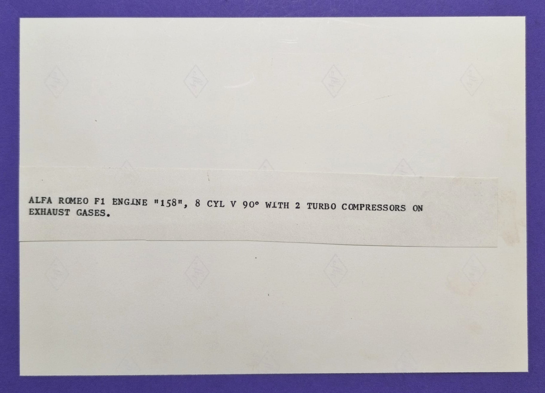 altes Pressefoto, Alfa-Romeo V8 Turbo Formel 1 Motor, Type 158, 80er Jahre, 16x22cm 