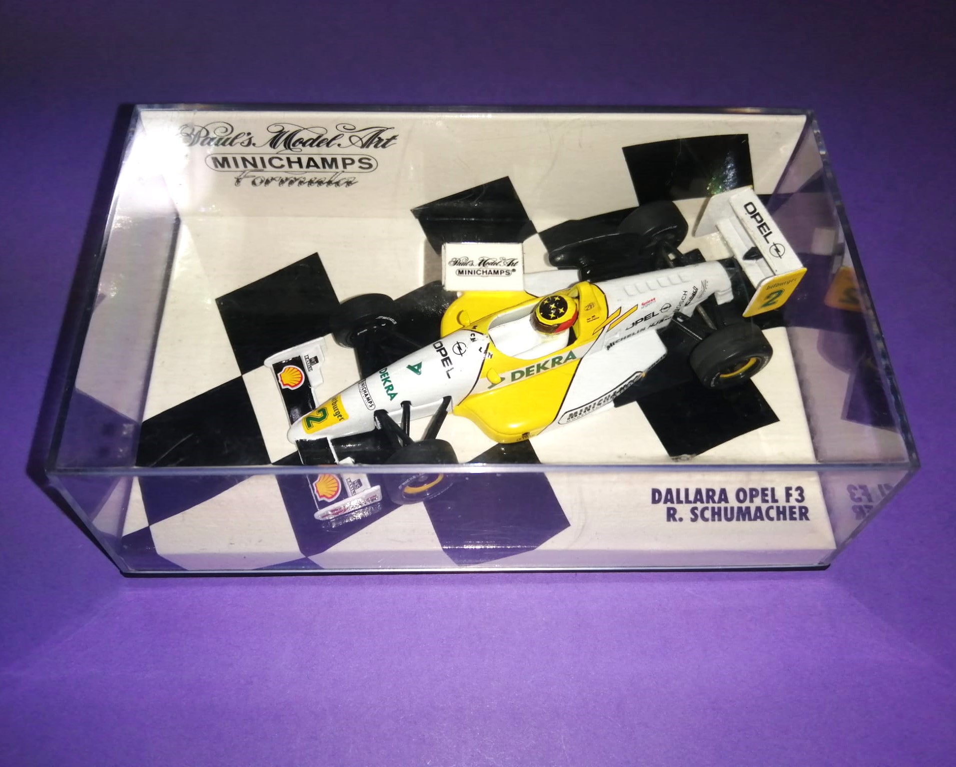 altes MINICHAMPS Modellauto 1:43, Ralf Schumacher, Dallara Opel, Formel 3 1994, In Original Plexiglasbox. 