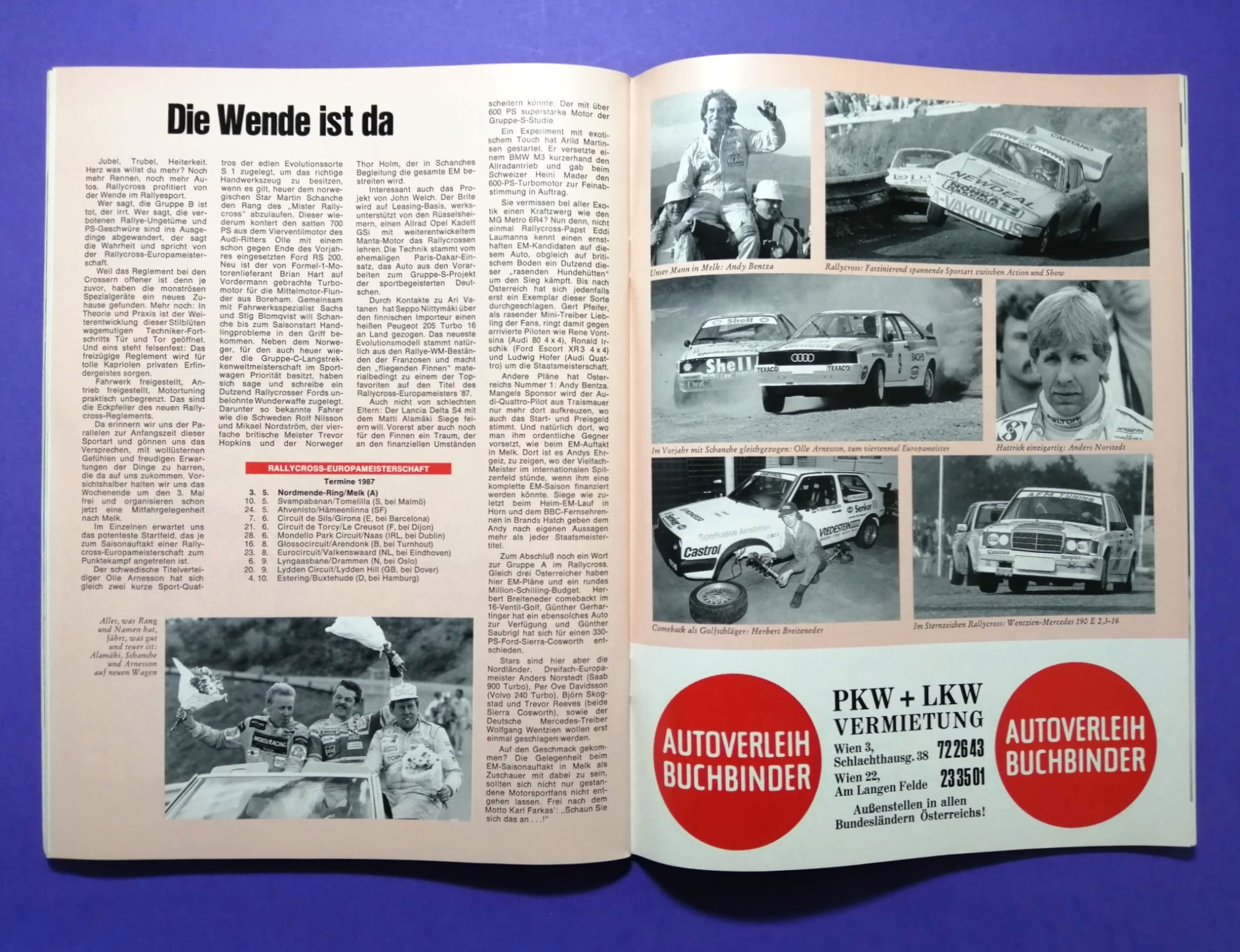 alte Auto Revue Zeitschrift Magazin Heft, 04/1987, Testbericht BMW M3 E30, Rallyecross EM Melk, Bentza, Breiteneder,.. mit Mittelposter Gerhard Berger, erster Ferrari Test Formel 1