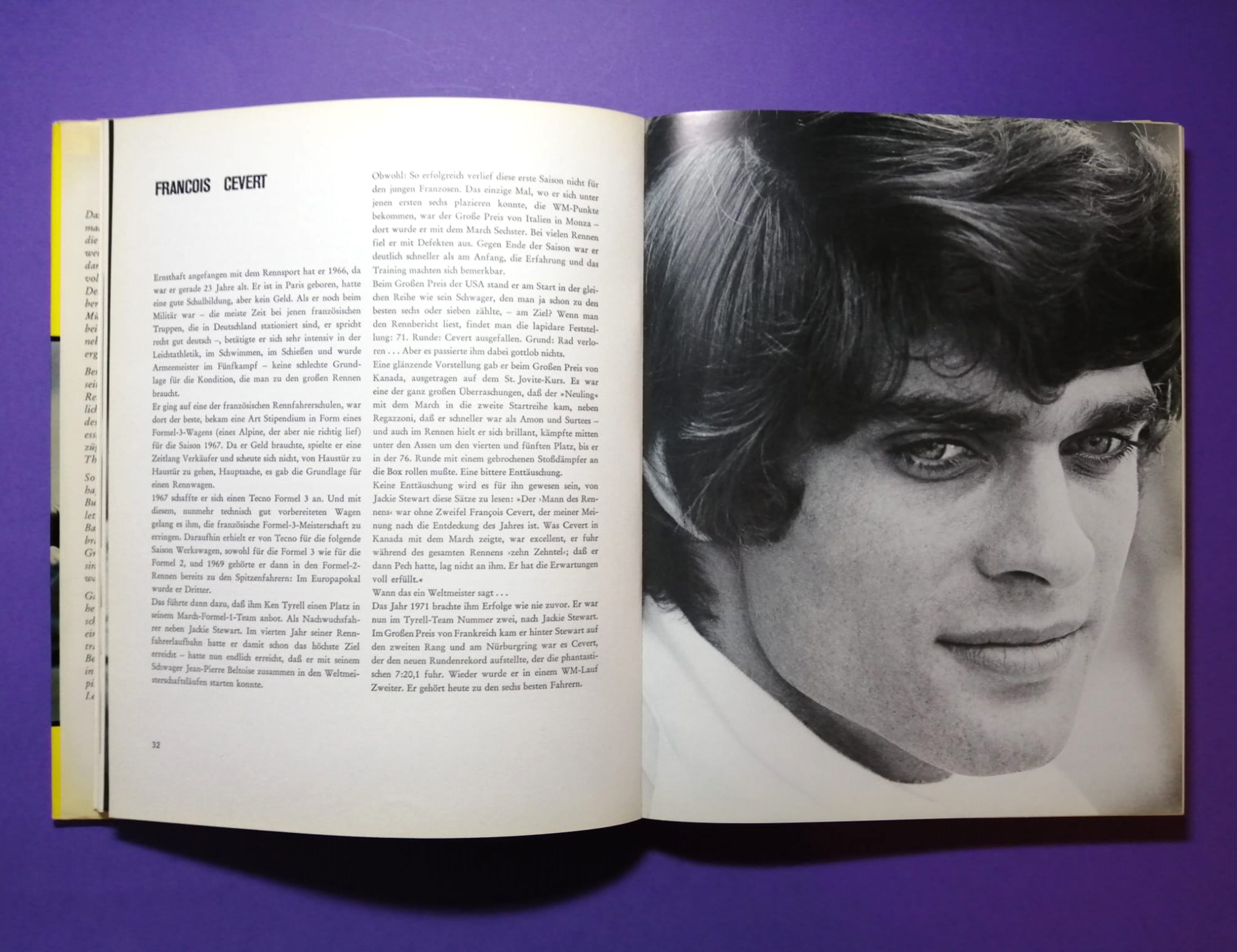 altes Buch, Rennfahrer, Formel 1 Grand Prix, Jochen Rindt, Bonnier, Chiron, Clark, Cevert, Chapman, Piper, Peterson, Siffert, Trips,..
