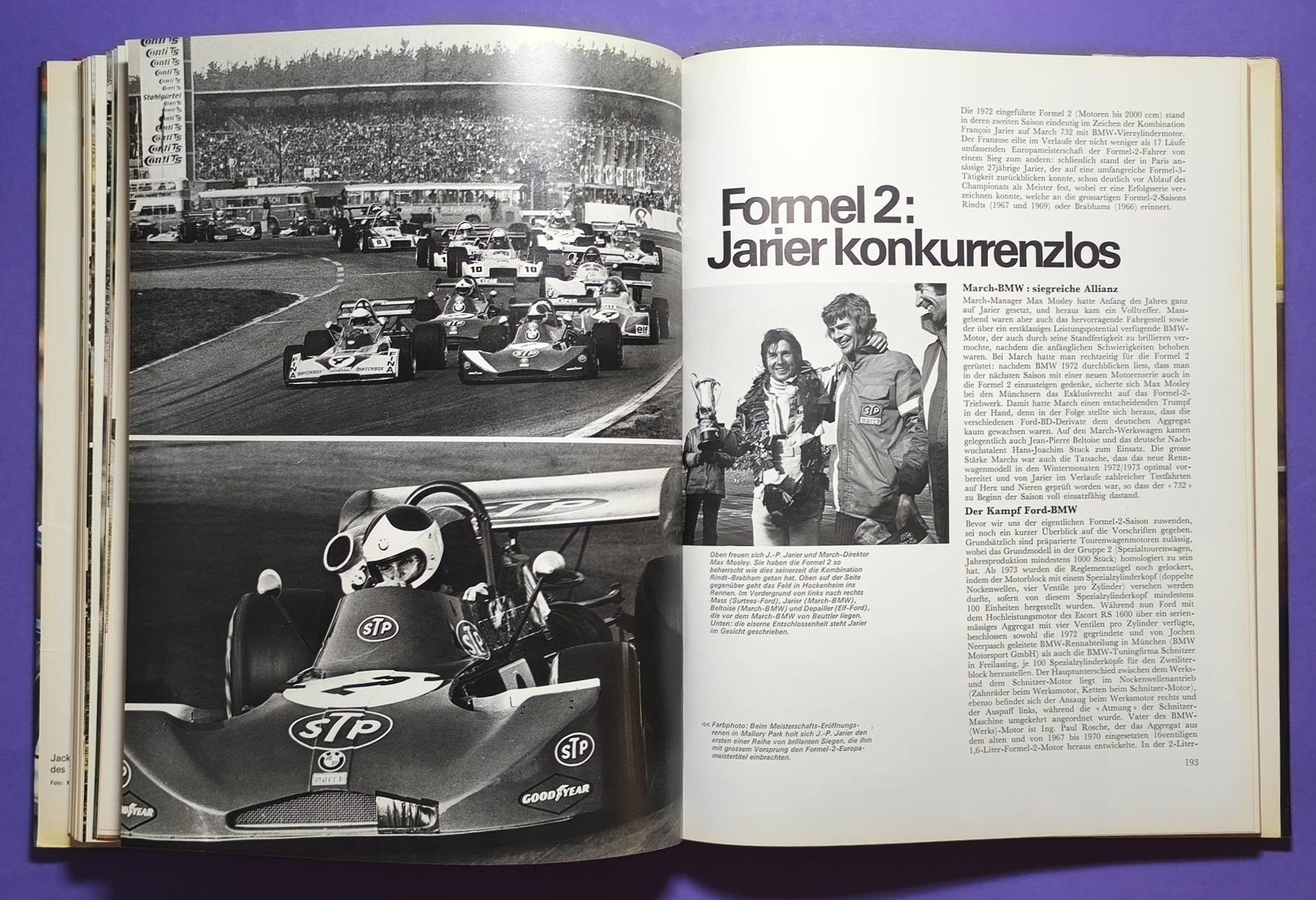altes Buch, Auto Jahr 1973-1974, Nr. 21, Ford Capri, Fiat 124 Spider & X19, Renault Alpine 110, Matra, Porsche, .. Formel 1, 2, LeMans, Rallye, USA.. Cevert, Stewart, Peterson, Lauda.. Lotus,..