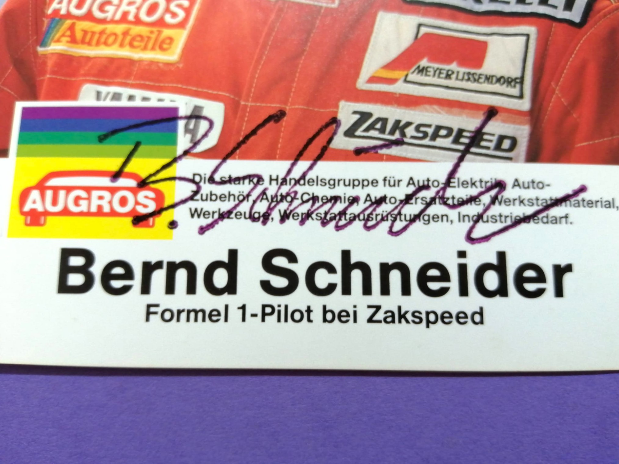 alte Autogrammkarte, Bernd Schneider, West Zakspeed Yamaha, Formel 1 Grand Prix 1989, 10x15cm