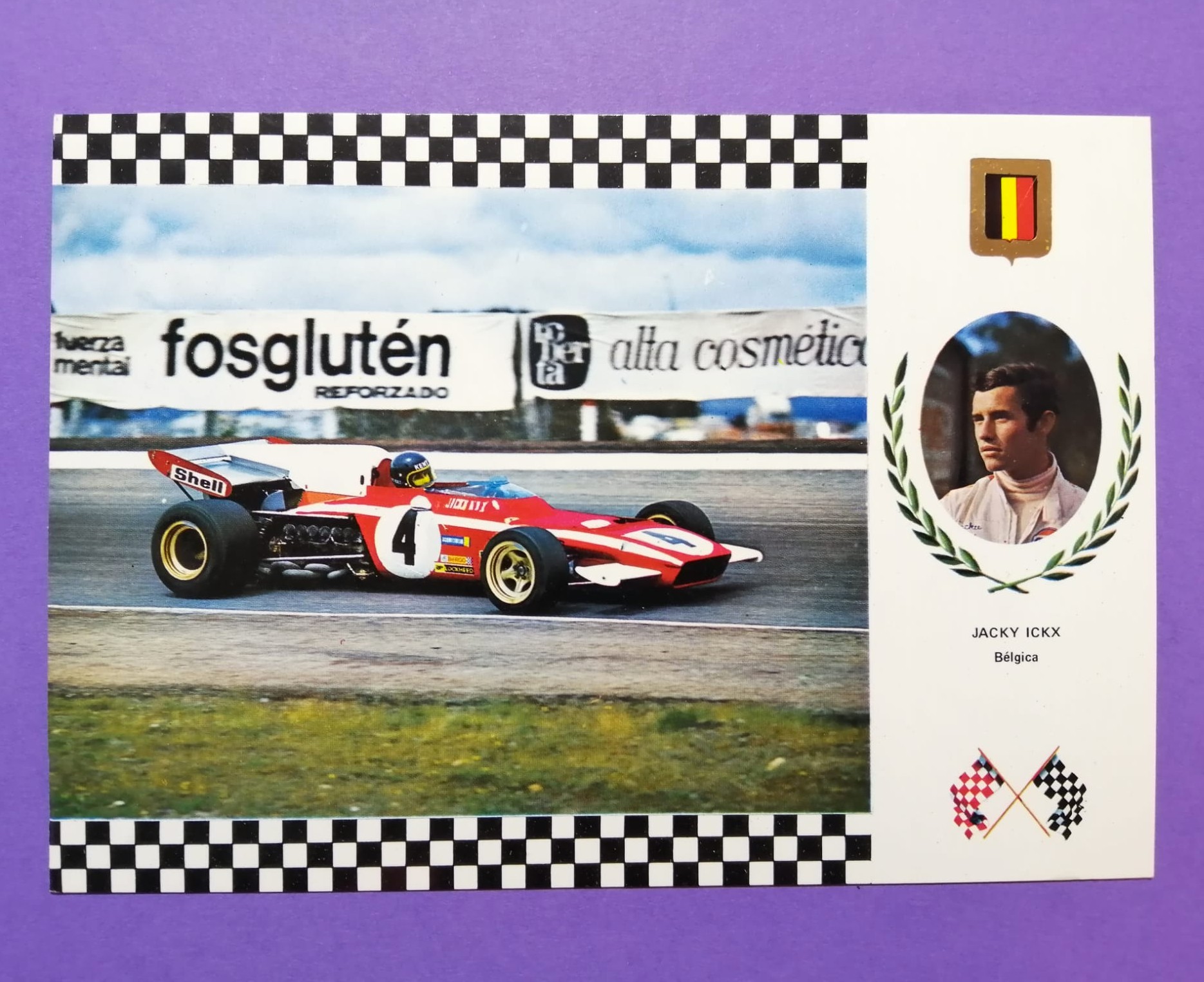 alte Postkarte Jacky Ickx, Ferrari, Formel 1 Grand Prix 1971, 10x15cm