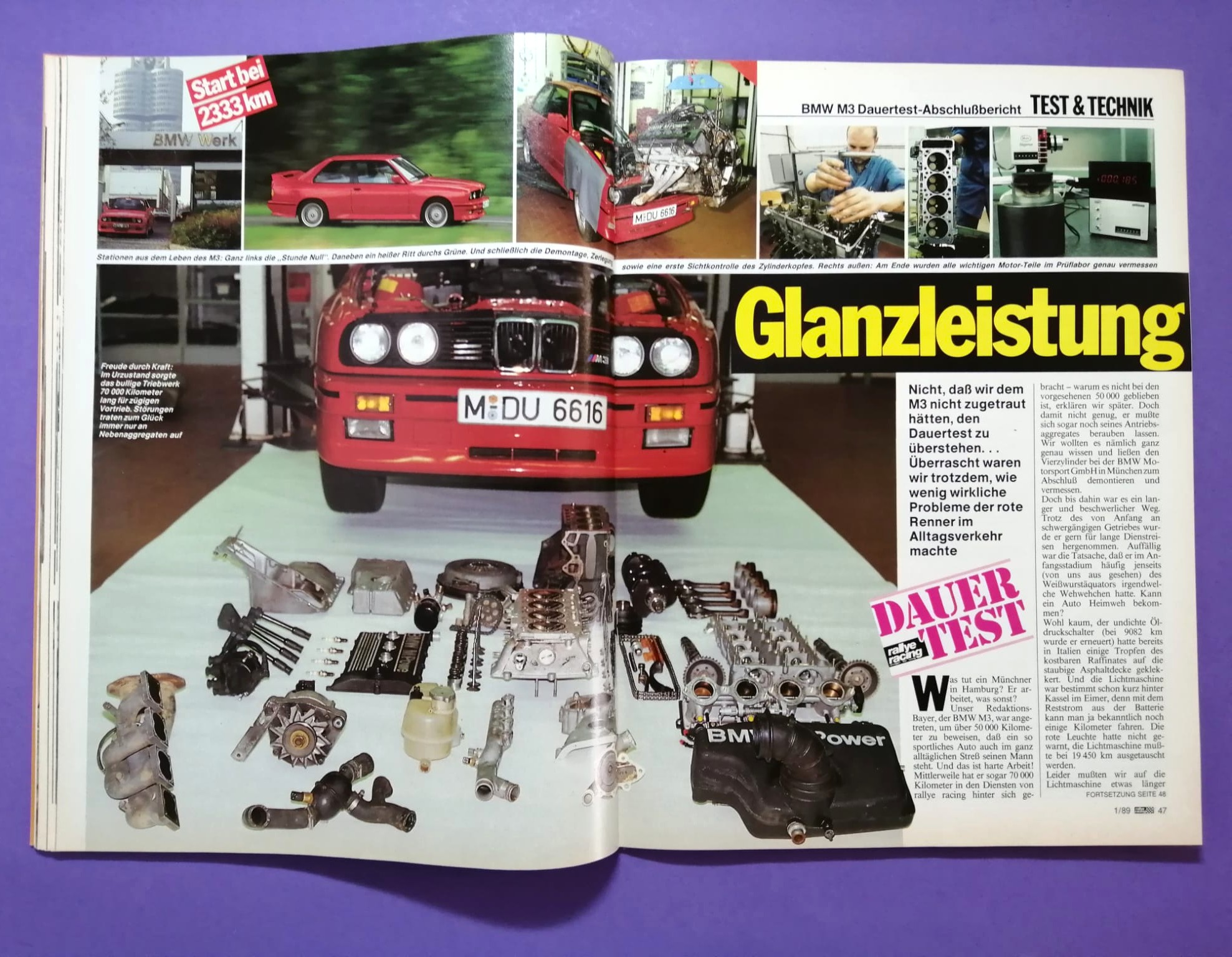alte Zeitschrift, Magazin, Heft, Rallye Racing, Nr. 1, 4. Jänner 1989, Testbericht BMW M3 E30, DTM, Martini Lancia Delta, Rallye Monte Carlo, Senna McLaren,..