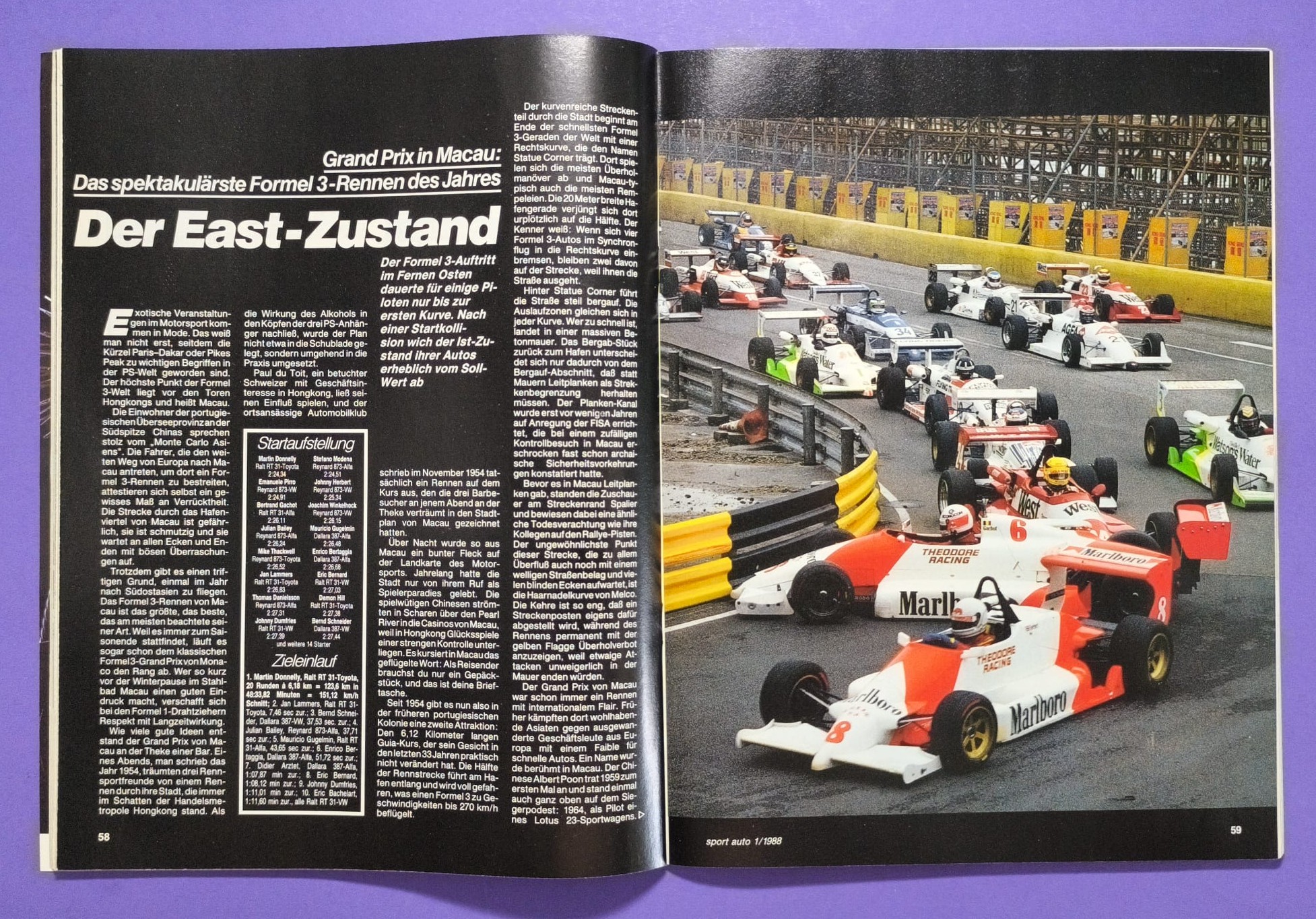 alte Zeitschrift Magazin Heft Sport Auto, 1/1988, Zakspeed Formel 1 Grand Prix, Formel 3 Macau, Testbericht Lancia Delta,..