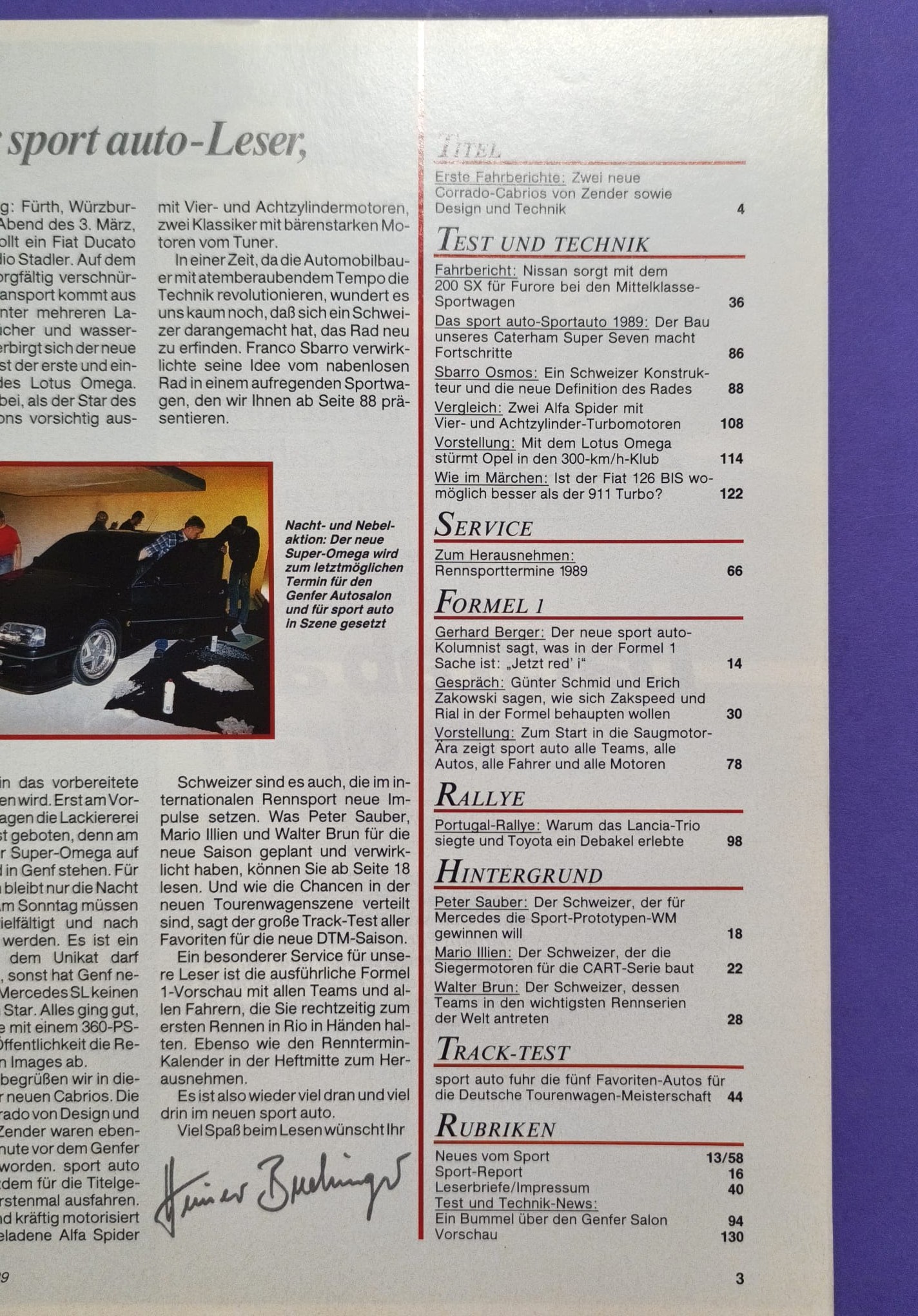 alte Zeitschrift Magazin Heft Sport Auto, 4/1989, Test Opel Lotus Omega, Sauber Mercedes Gruppe C, DTM,..