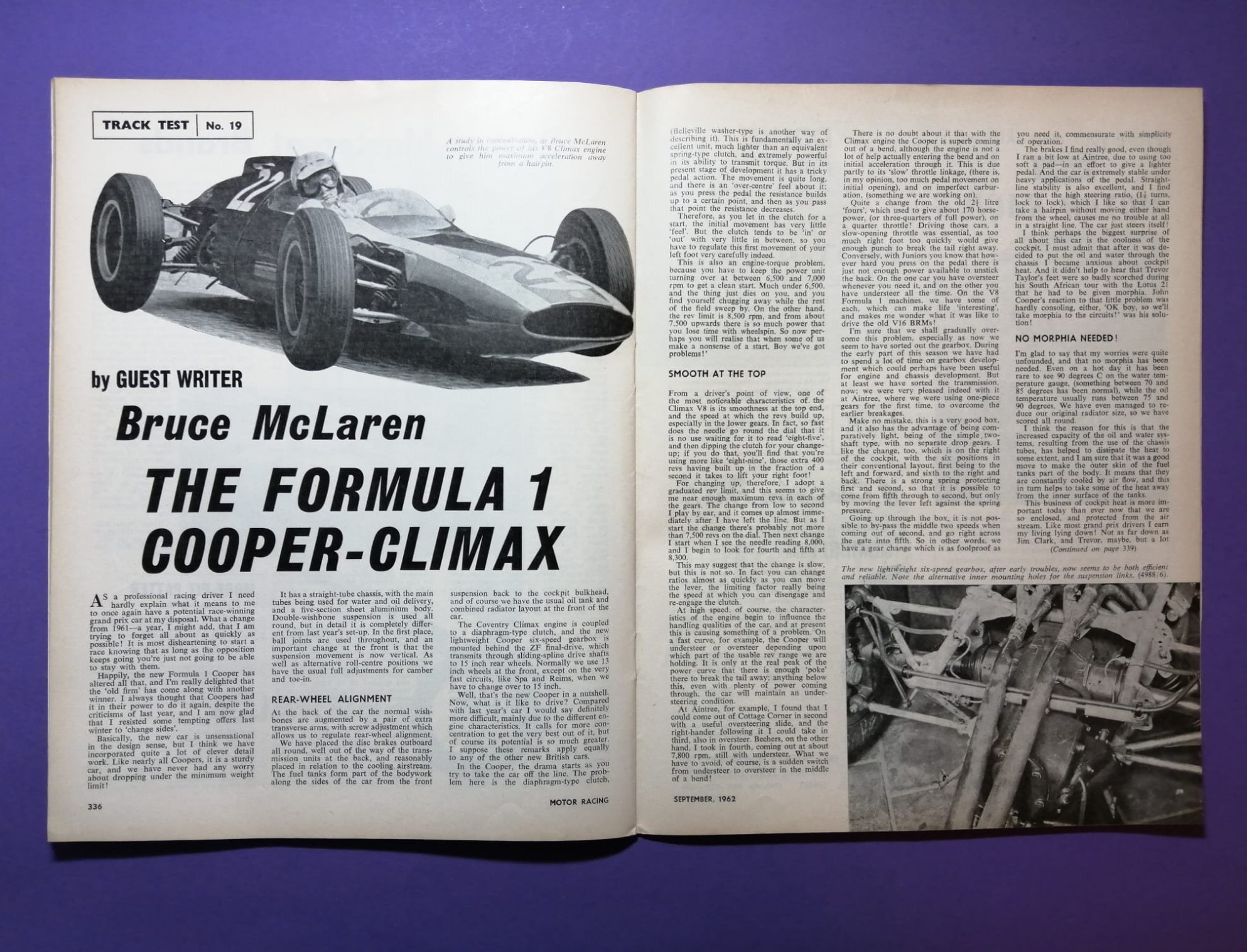 alte Zeitschrift Magazin Heft Motor Racing, 09/1962, Bruce McLaren Track Test Cooper Climax V8 Formel 1, Jim Clark,.. Englisch!