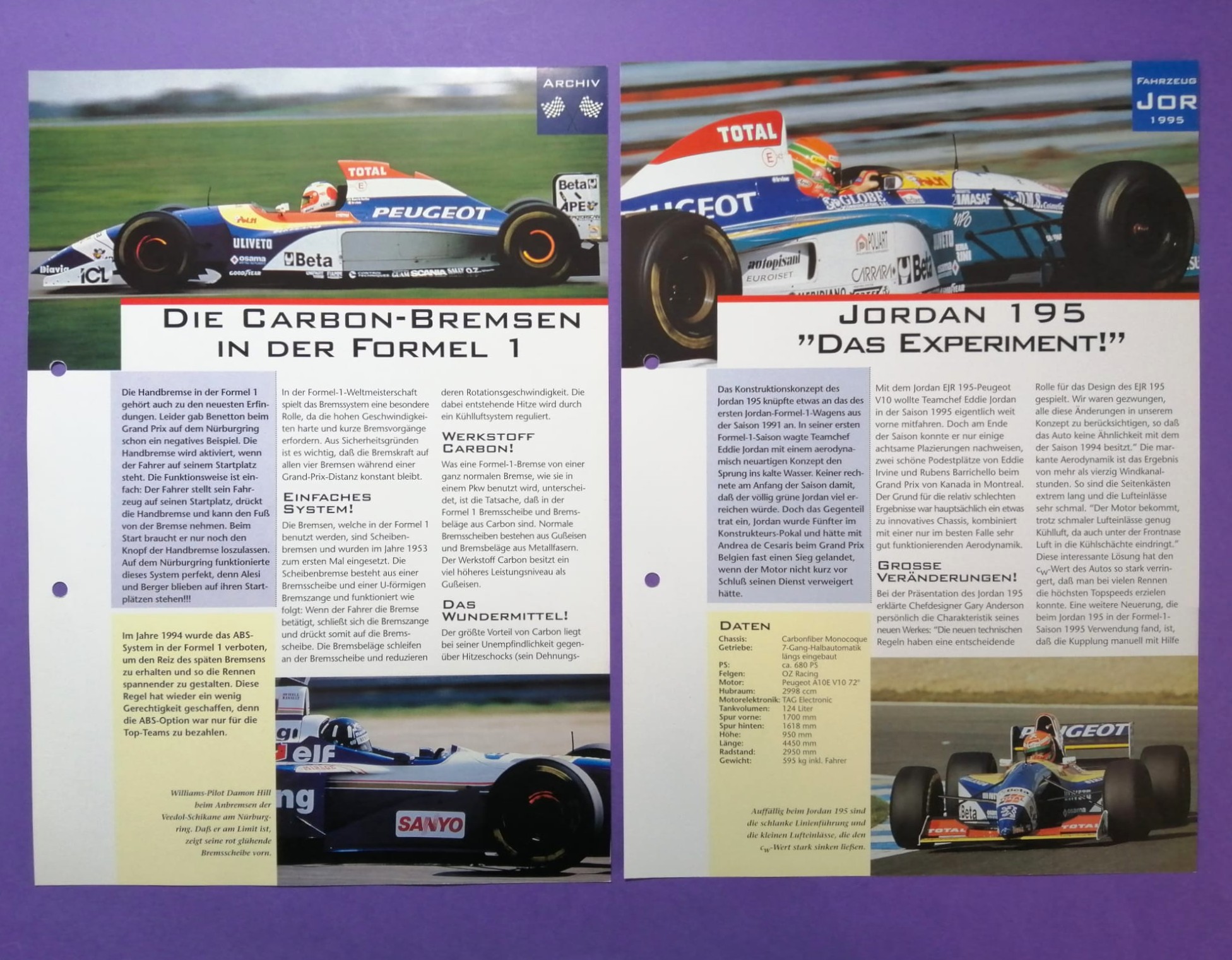 7 Stück alte Folder, Jordan, Formel 1 Grand Prix Team 1995-1997, M. Brundle, R. Barrichello, E. Irvine, R. Schumacher