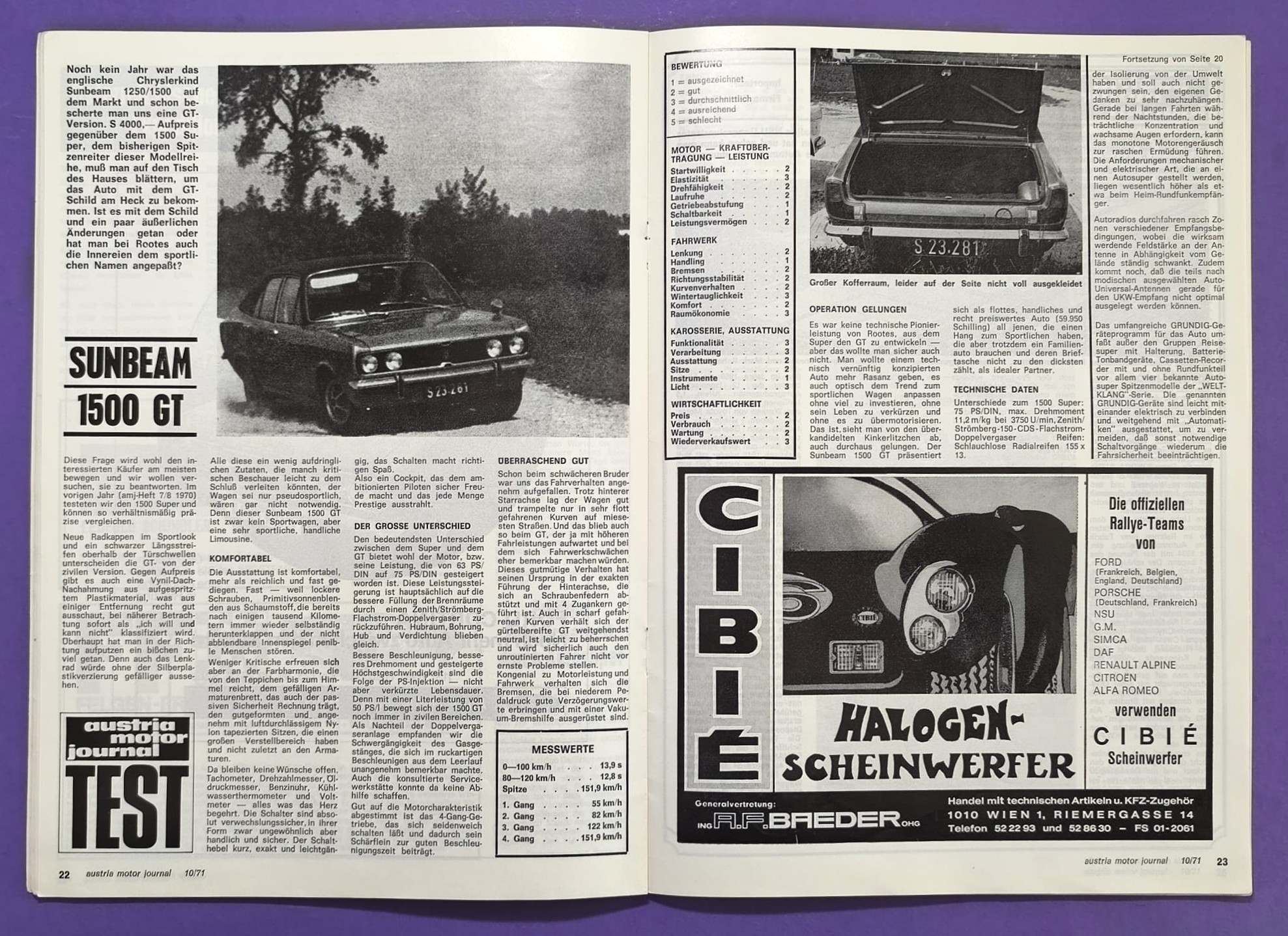 alte Zeitschrift Magazin Heft, Austria Motor Journal, Oktober 1971, Toyota Celica 1600 + alle Modelle, Mercedes Benz 230, Triumph Toledo, Sunbeam 1500GT, Formel 2 Tulln Langenlebarn, Helmut Marko BRM Formel 1,..