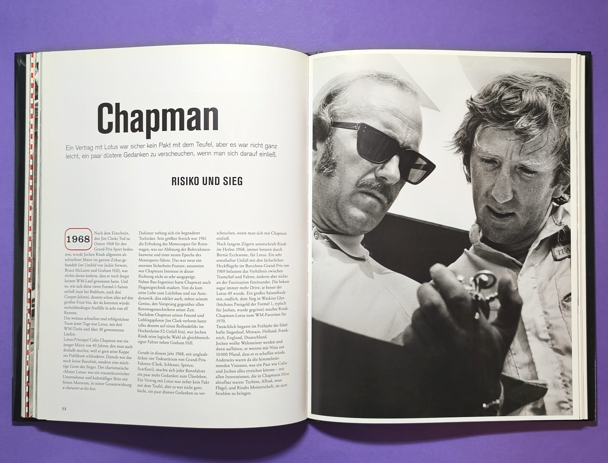 altes Buch, Jochen Rindt, Der erste Popstar der Formel 1, Grand Prix Weltmeister 1970, Gold Leaf Lotus72